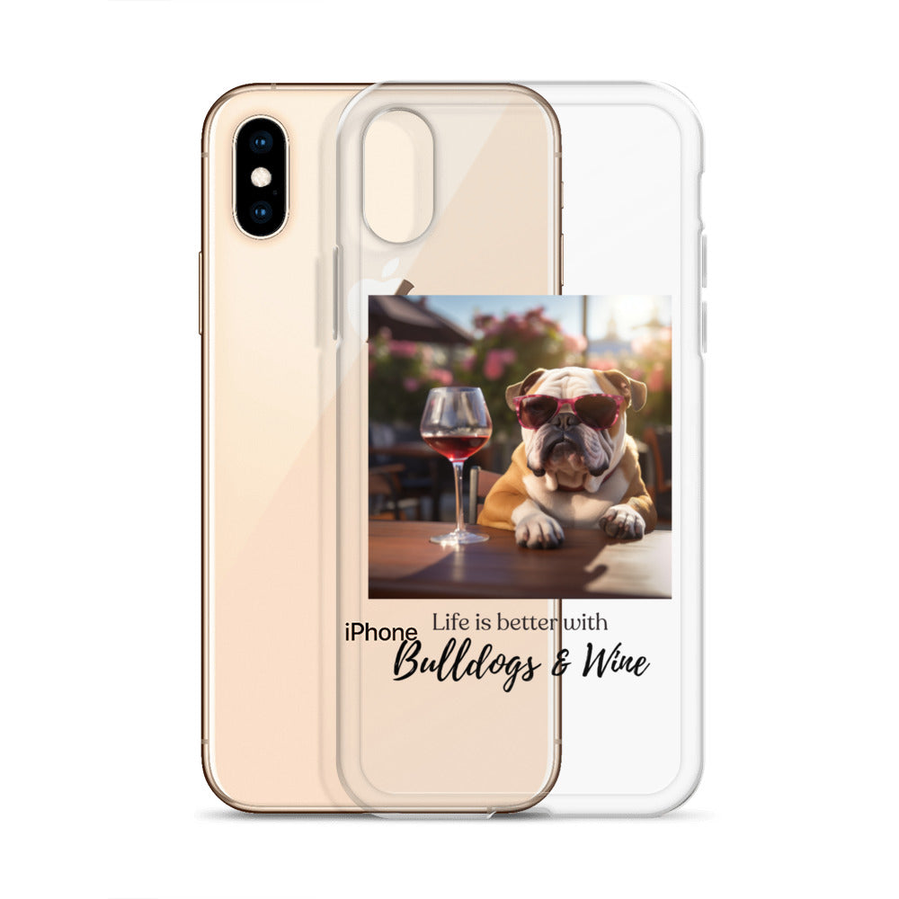 Clear Case for iPhone - Life is Better - English Bulldog - Brown back view - English Bulldog mom phone case | Tipsy Bully