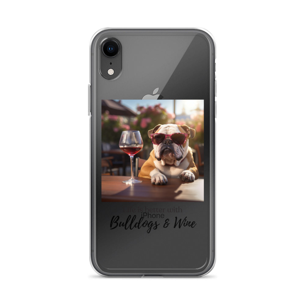 Clear Case for iPhone® - Life is Better - English Bulldog - Brown