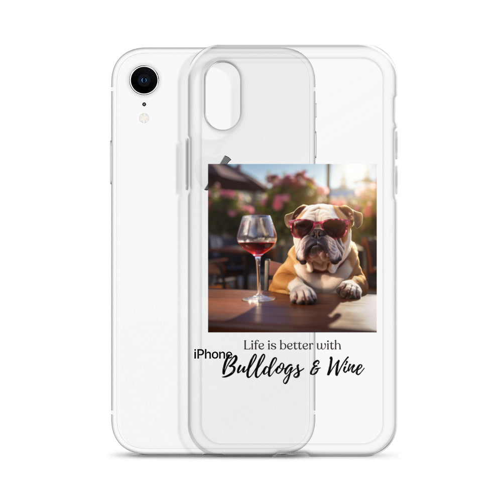 Clear Case for iPhone® - Life is Better - English Bulldog - Brown