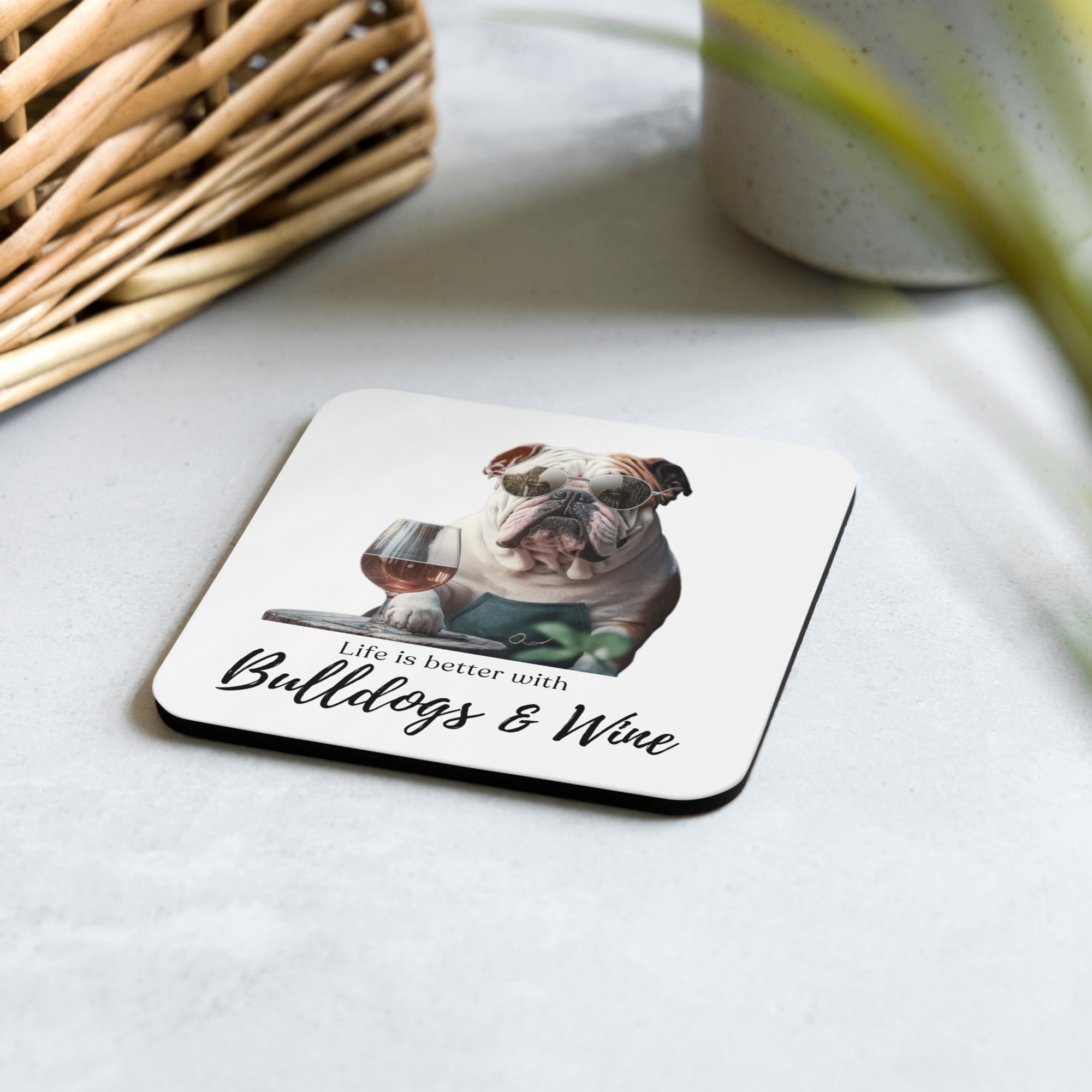 Tipsy Bully'sVino Vibes Bulldog Coaster - English Bulldog mom gift | Tipsy Bully