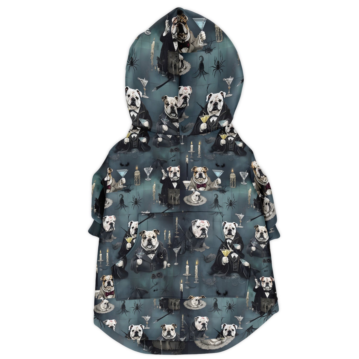 "Spooky Sips & Bulldog Tricks" Zip-Up Dog Hoodie (English)