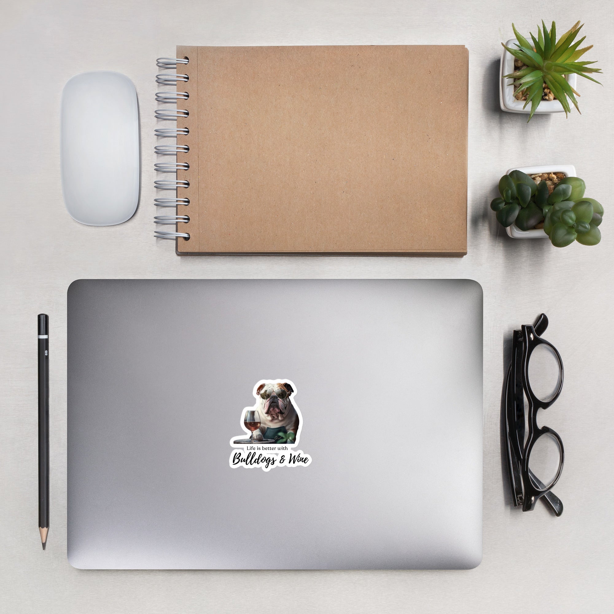 Bubble-free stickers - Life is Better - English Bulldog size chart - English Bulldog mom gift | Tipsy Bully