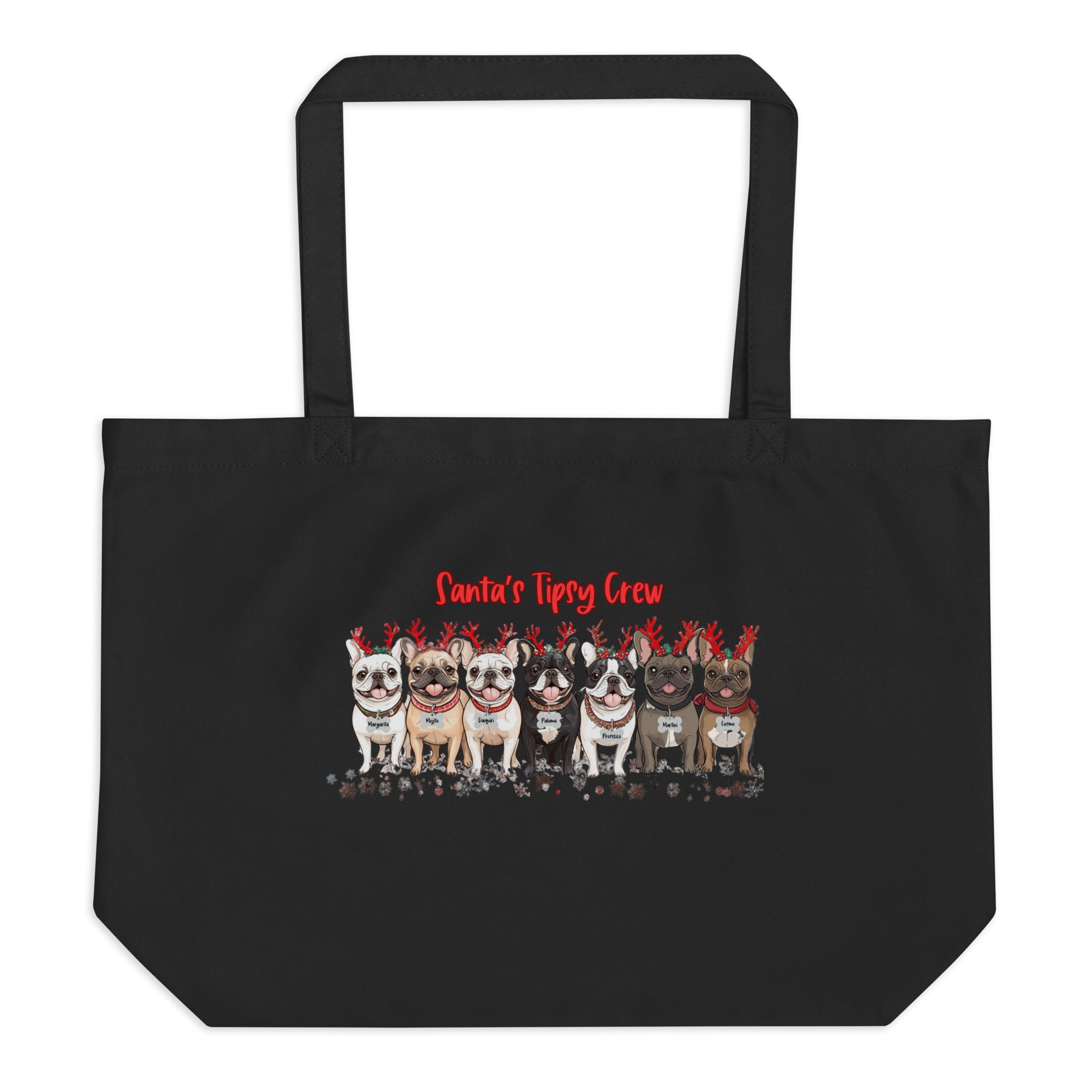 "Santa’s Tipsy Crew" Large Organic Tote bag - French