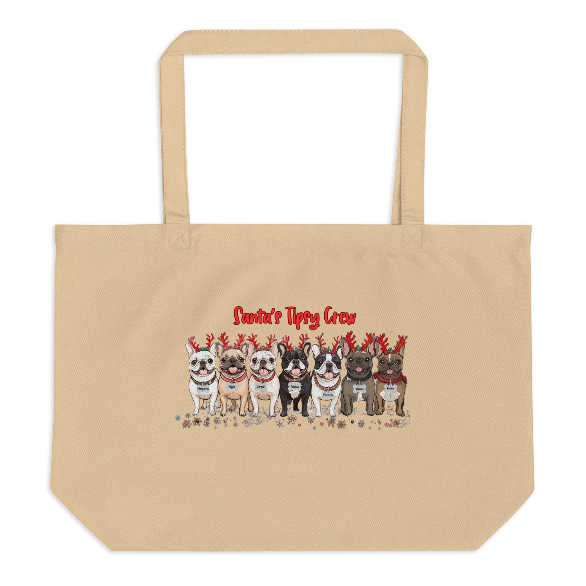 "Santa’s Tipsy Crew" Large Organic Tote bag - French