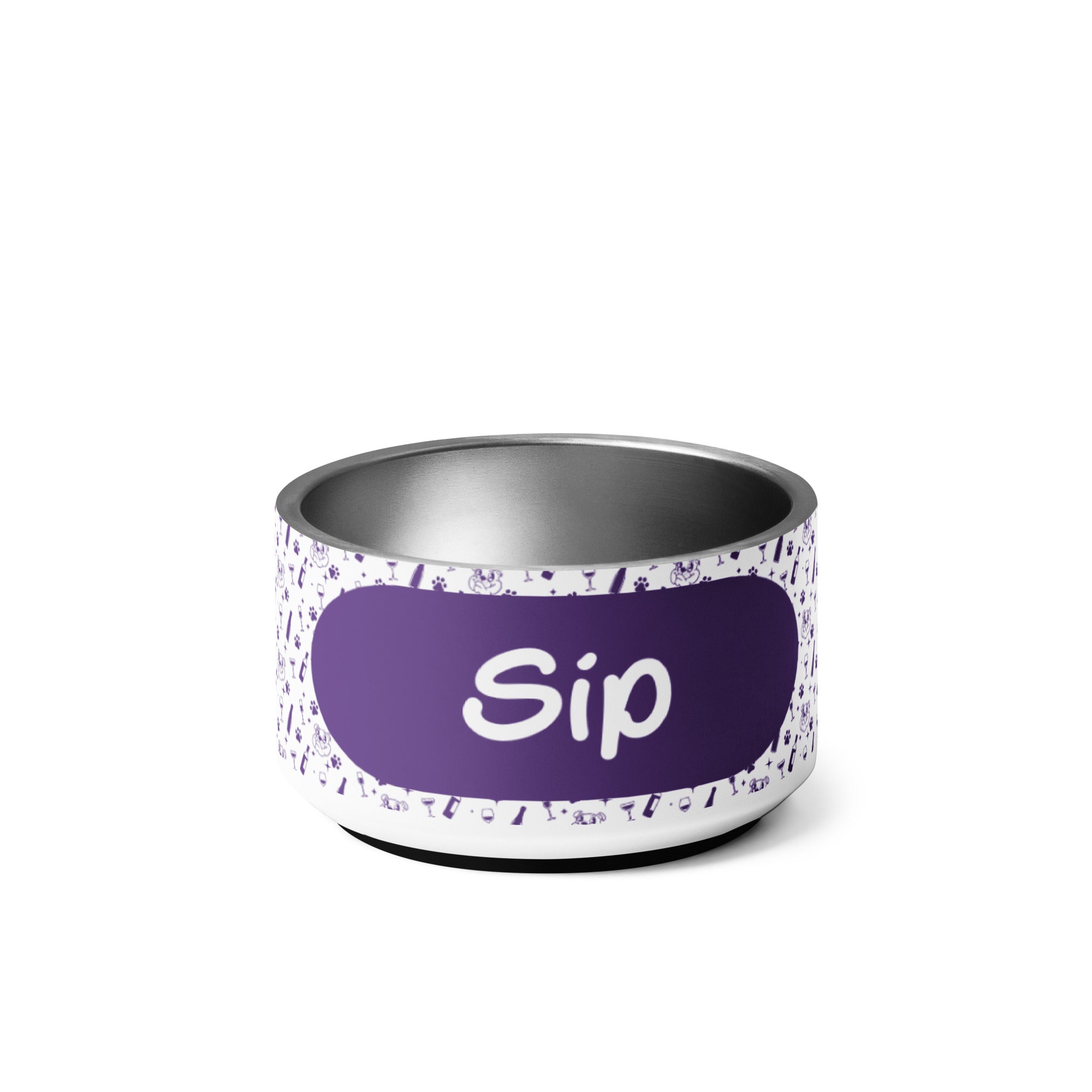 Pet bowl - Sip - Purple alternate view - English Bulldog mom gift | Tipsy Bully