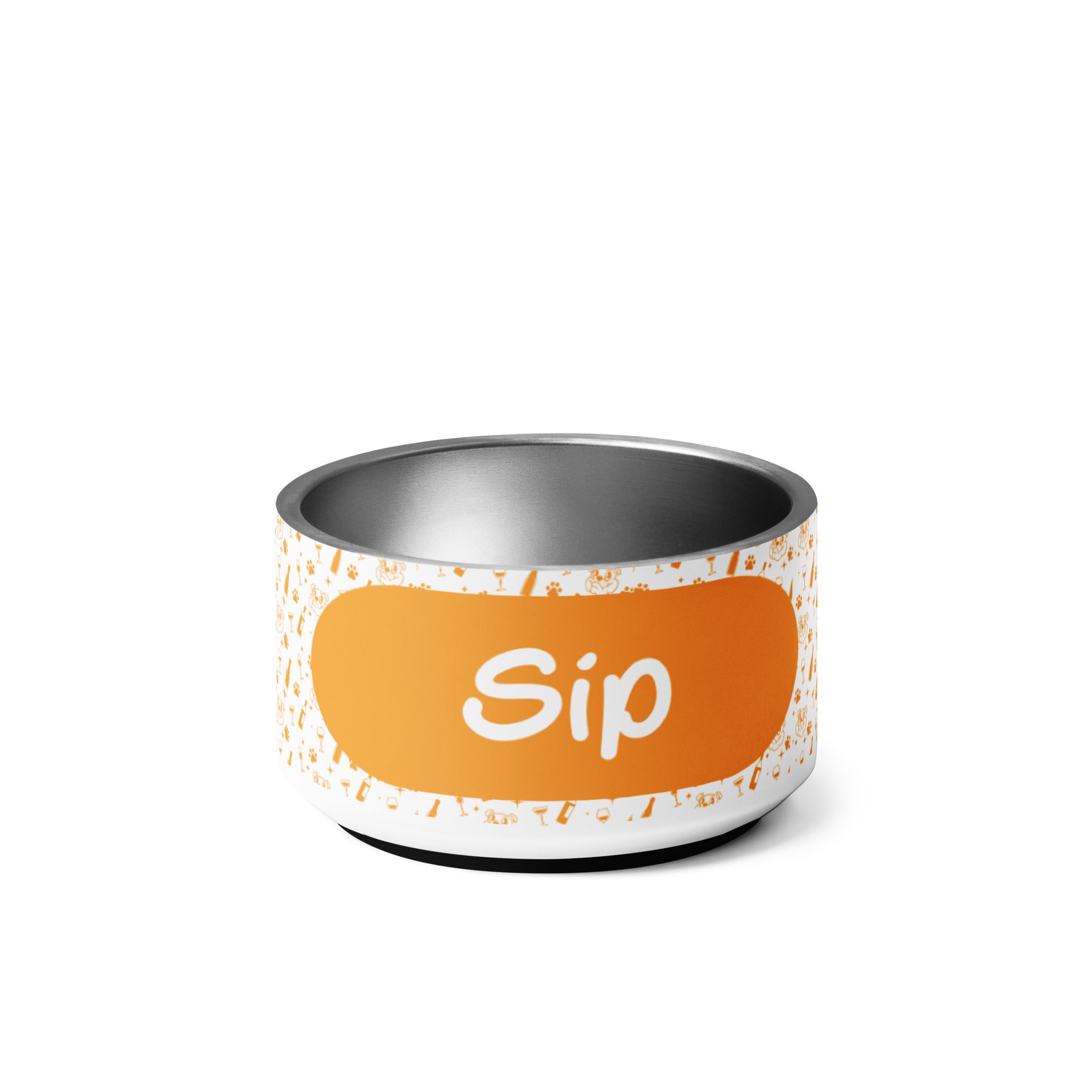 Pet bowl - Sip - Orange alternate view - English Bulldog mom gift | Tipsy Bully