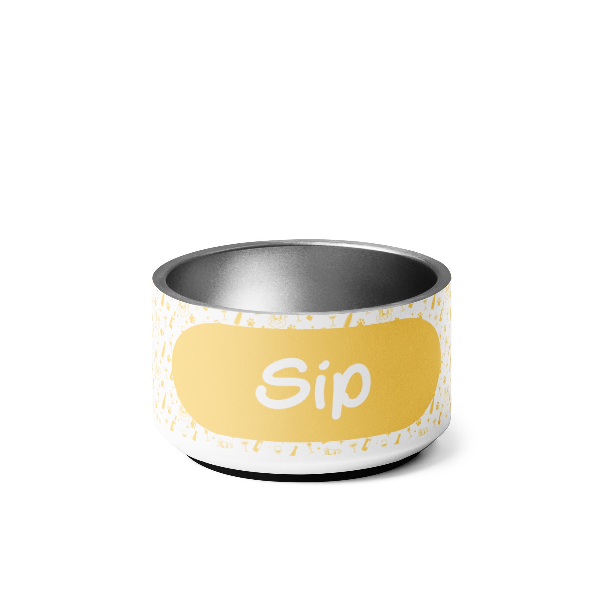 Pet bowl - Sip - Yellow alternate view - English Bulldog mom gift | Tipsy Bully