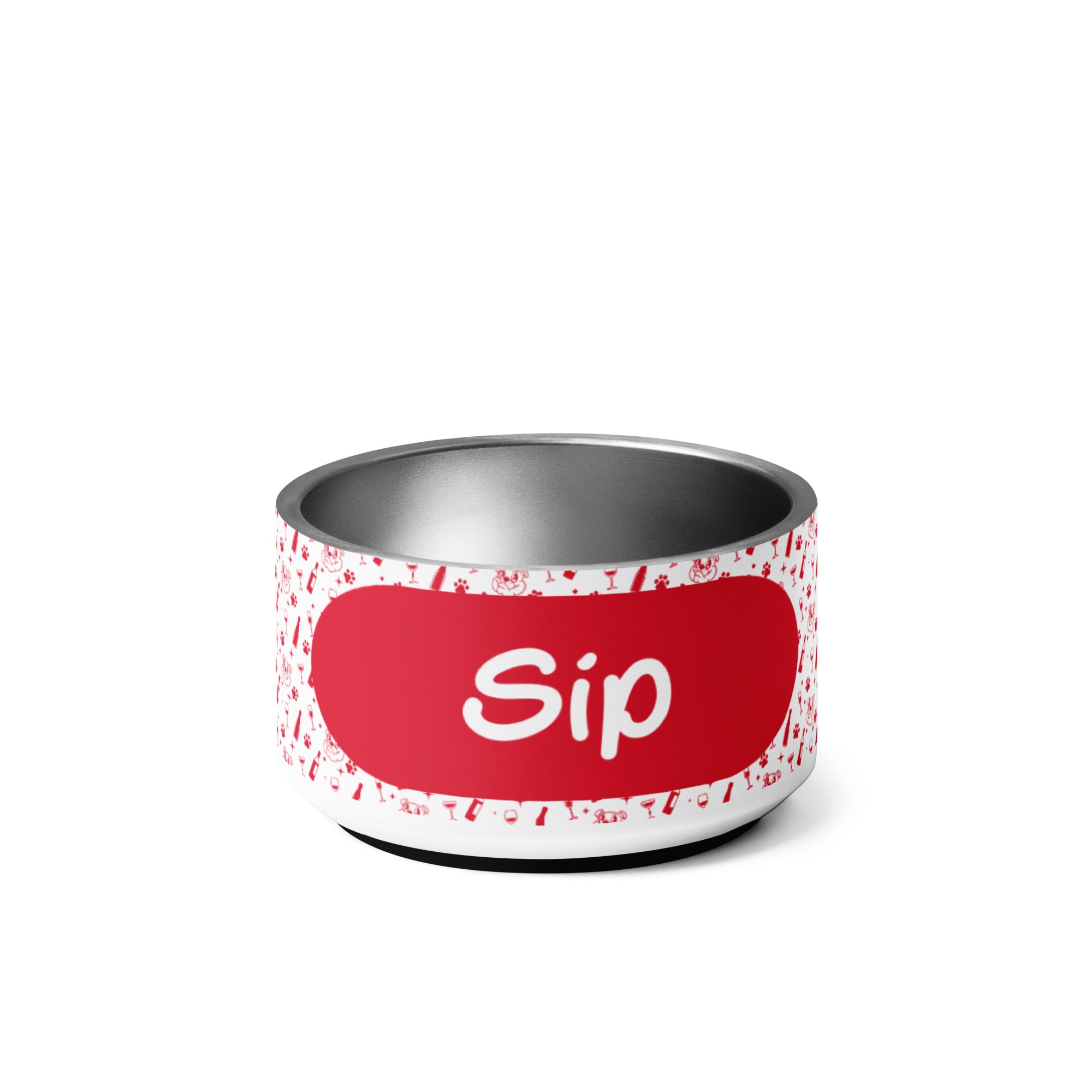 Pet bowl - Sip - Red alternate view - English Bulldog mom gift | Tipsy Bully