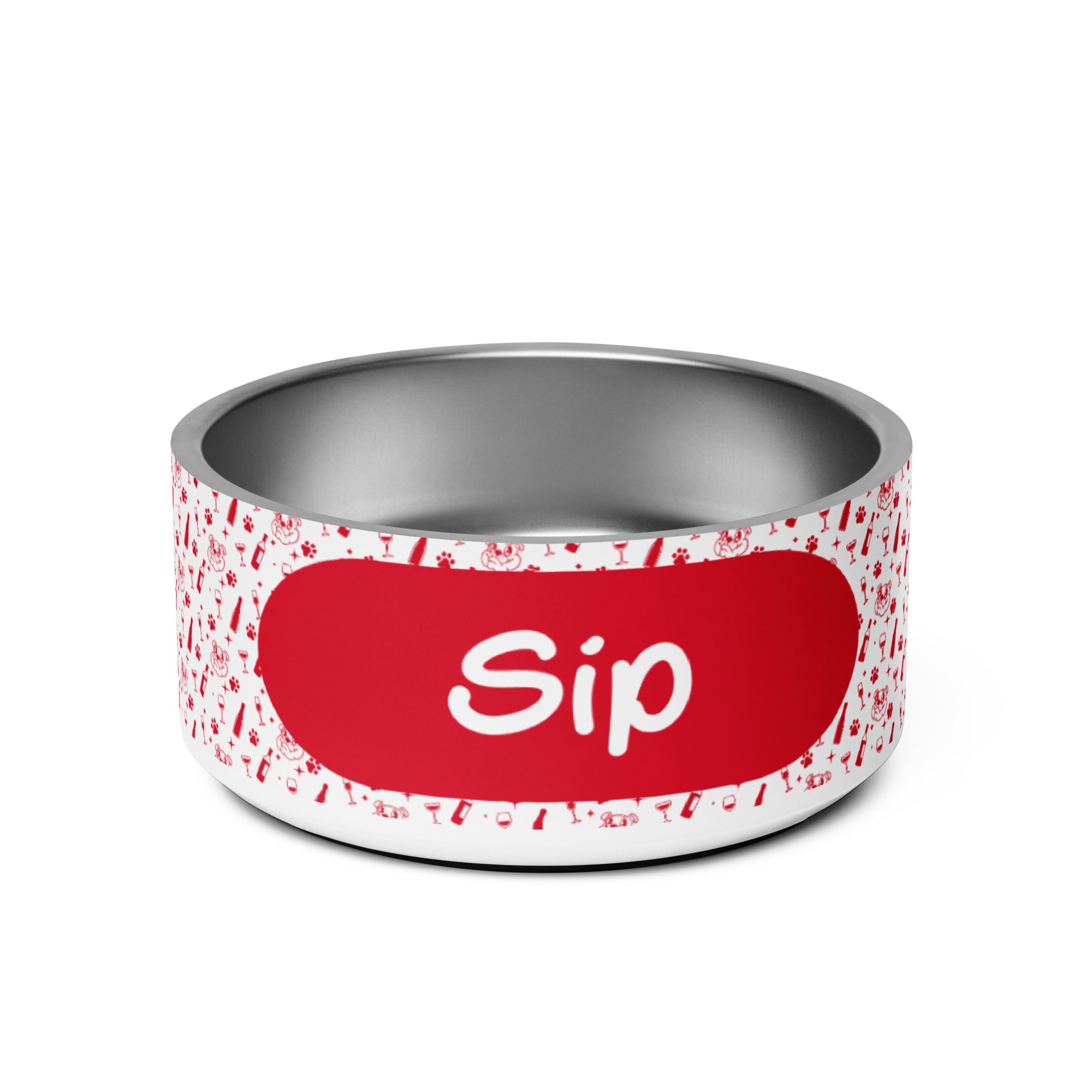 Pet bowl - Sip - Red - English Bulldog mom gift | Tipsy Bully