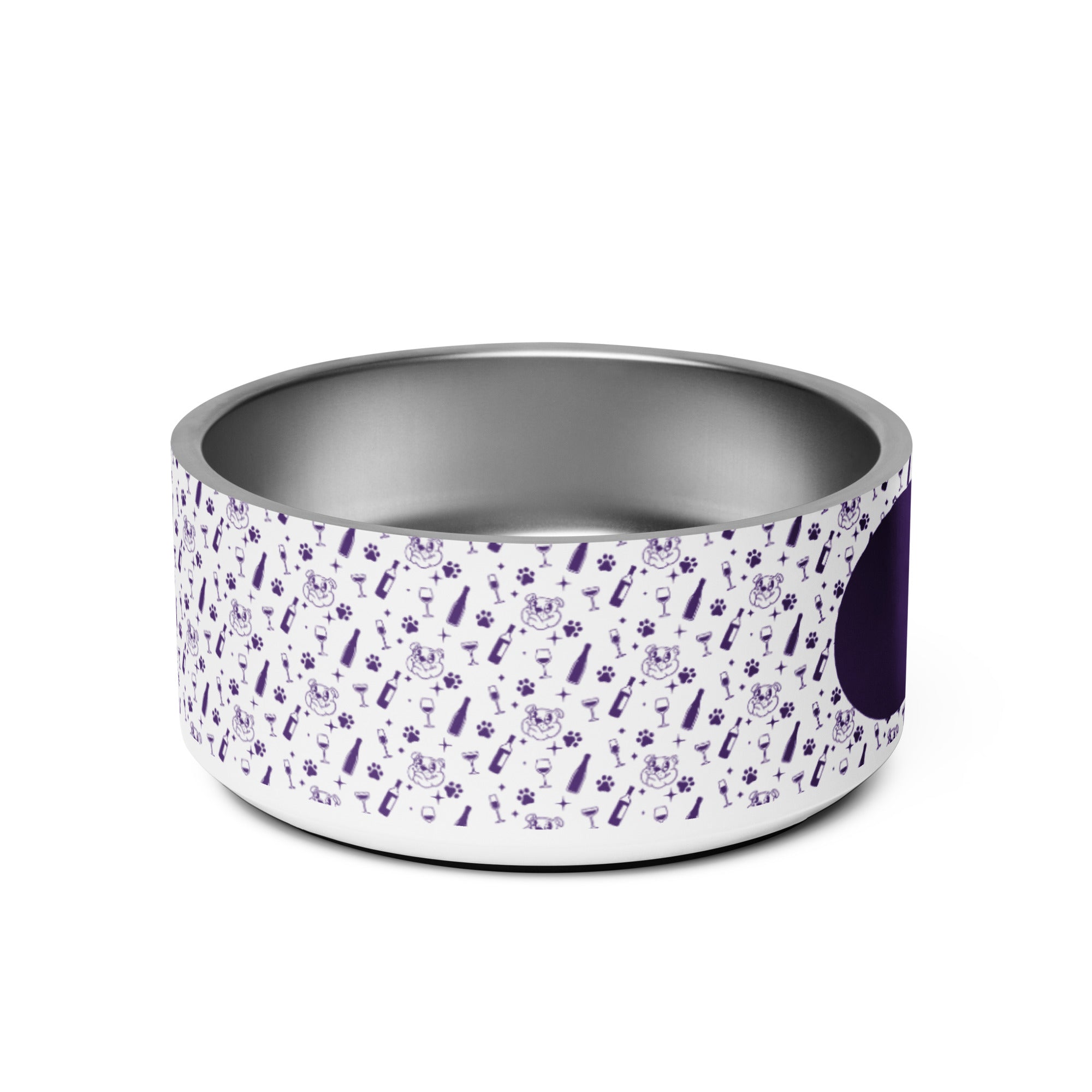 Pet bowl - Sip - Purple back view - English Bulldog mom gift | Tipsy Bully