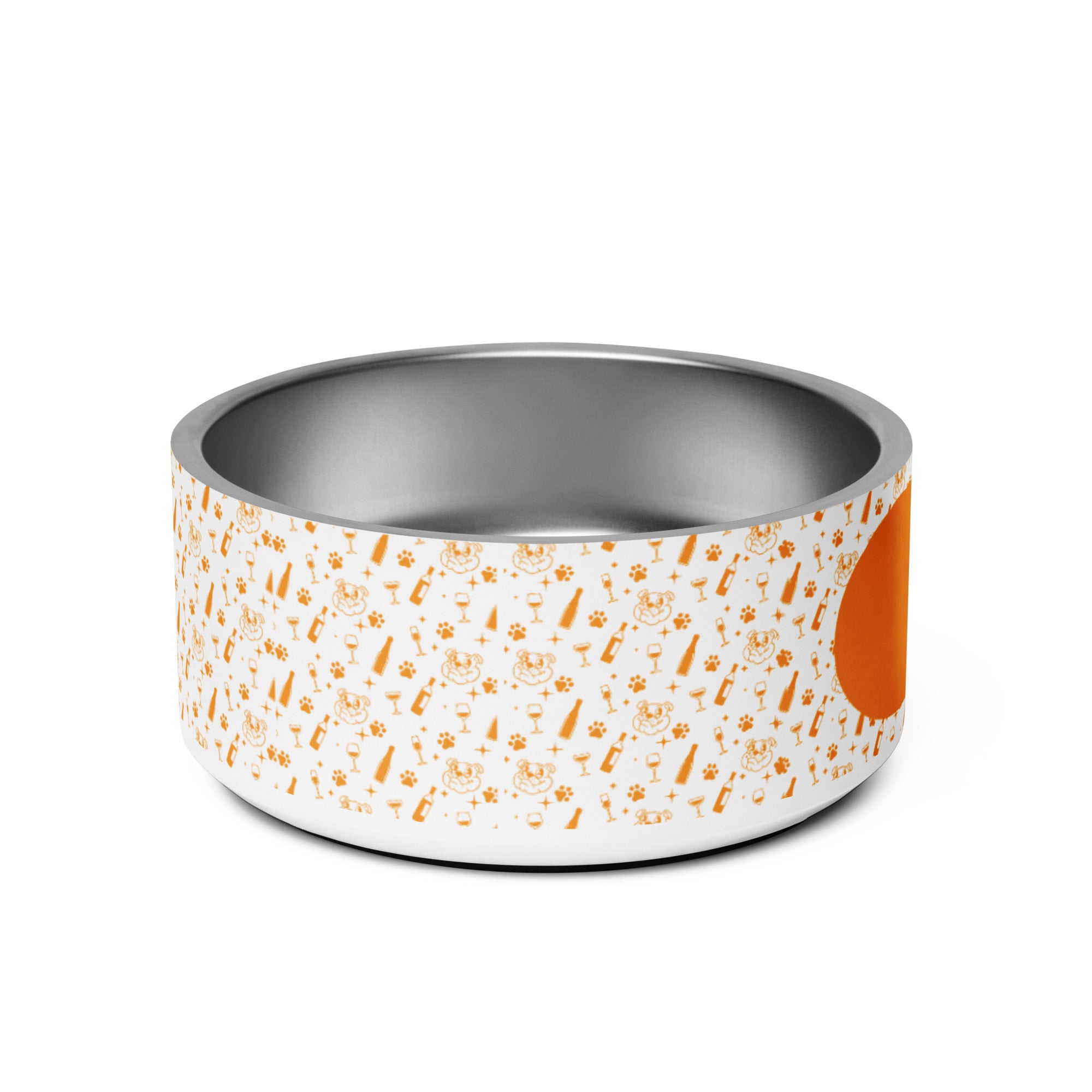 Pet bowl - Sip - Orange back view - English Bulldog mom gift | Tipsy Bully