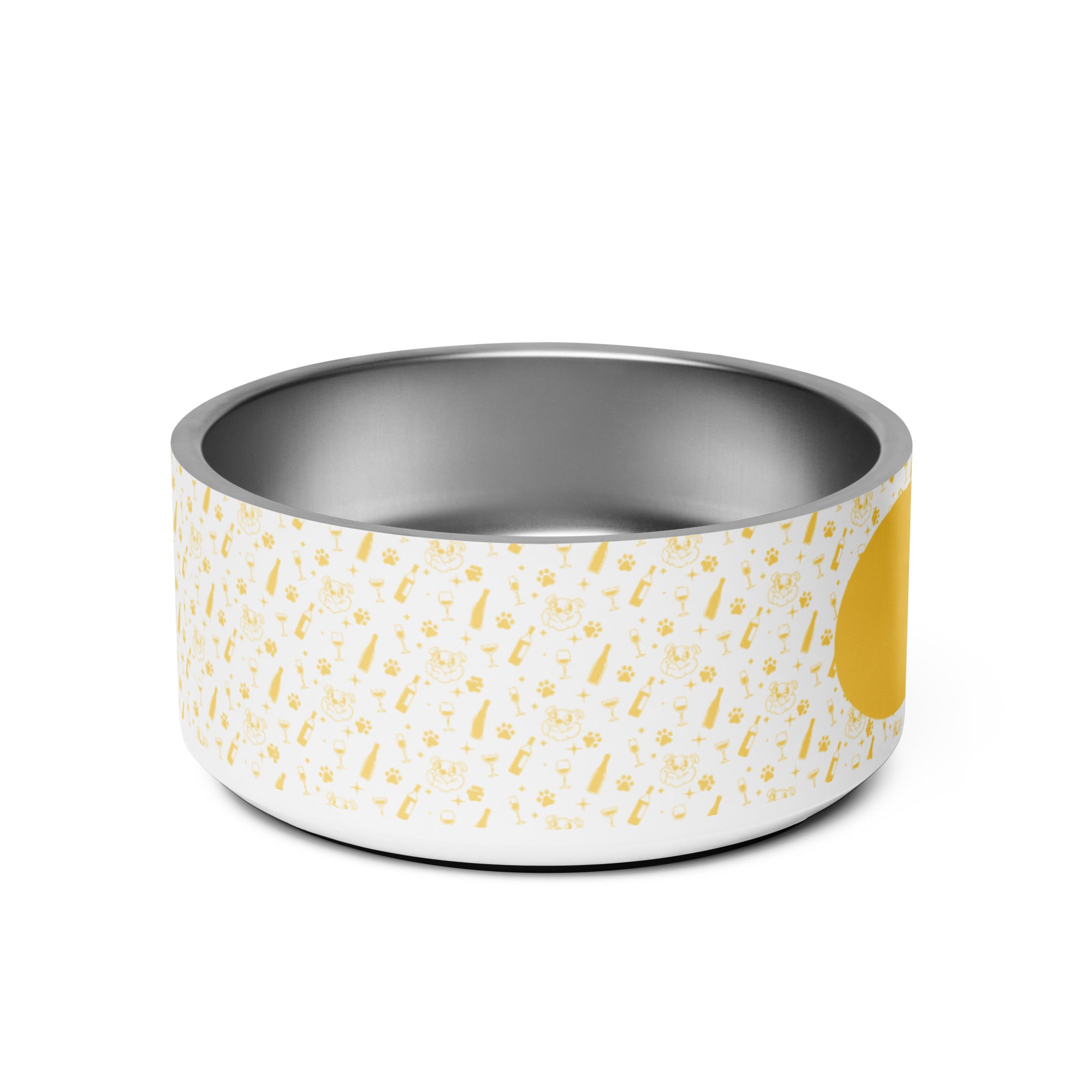 Pet bowl - Sip - Yellow back view - English Bulldog mom gift | Tipsy Bully
