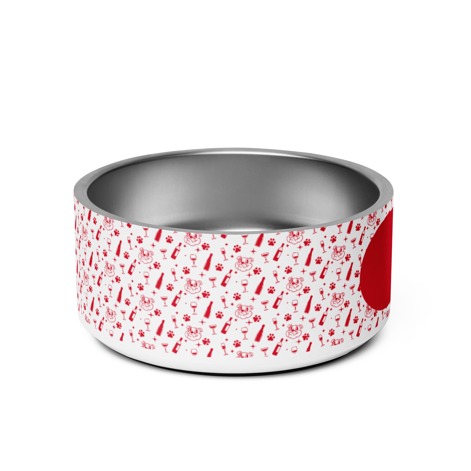 Pet bowl - Sip - Red back view - English Bulldog mom gift | Tipsy Bully