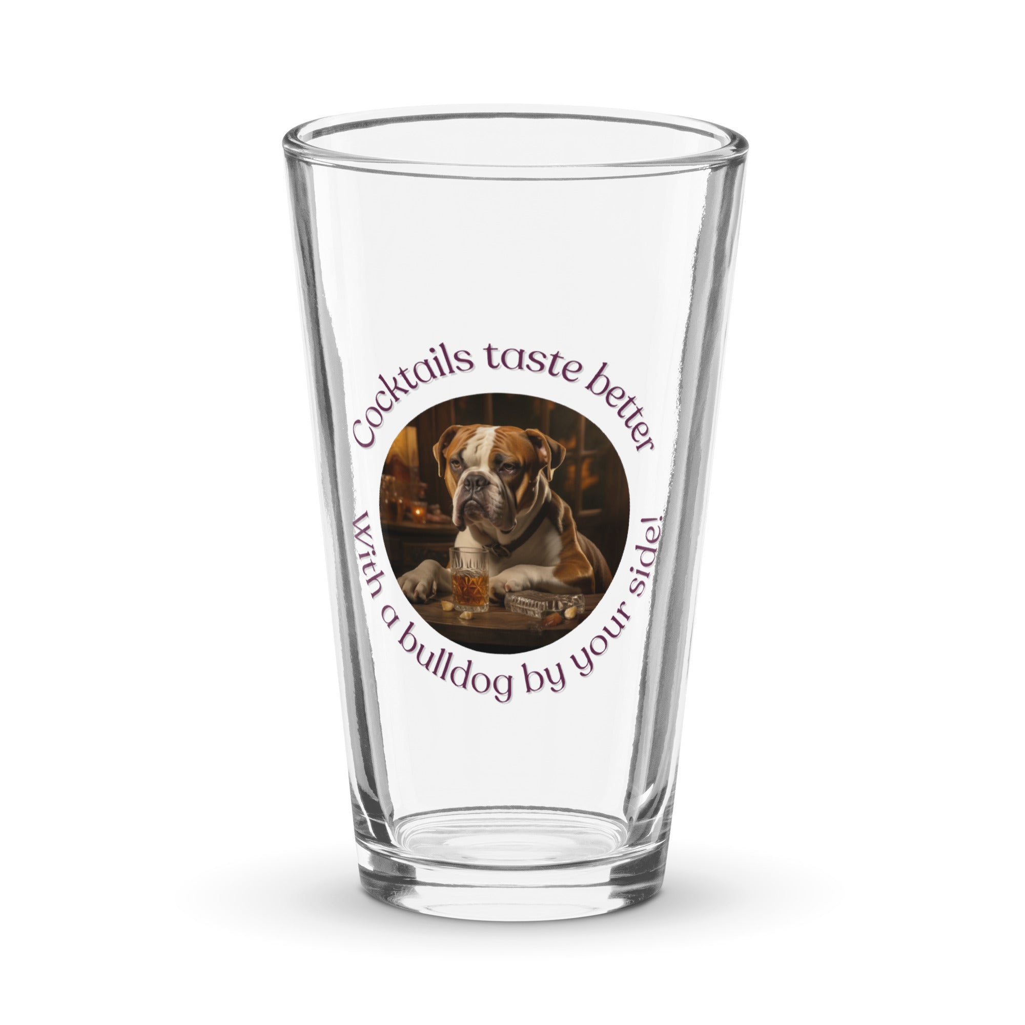 Shaker pint glass - Cocktails Taste Better - American Bulldog - English Bulldog mom gift | Tipsy Bully