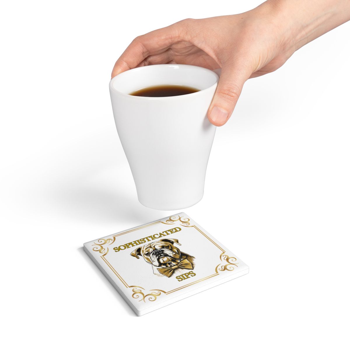 Sophisticated Sips Ceramic Coaster (English)