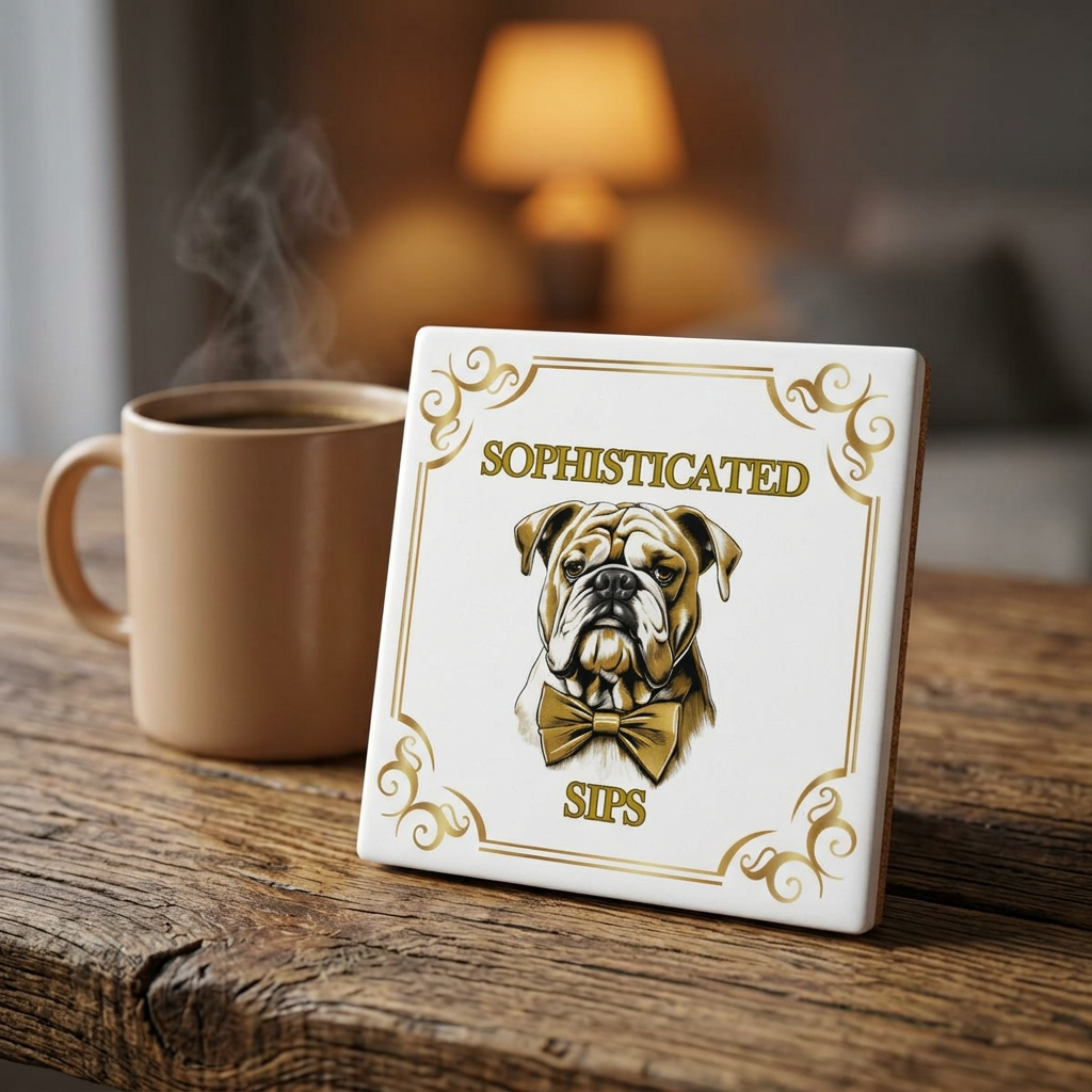 Sophisticated Sips Ceramic Coaster (English)