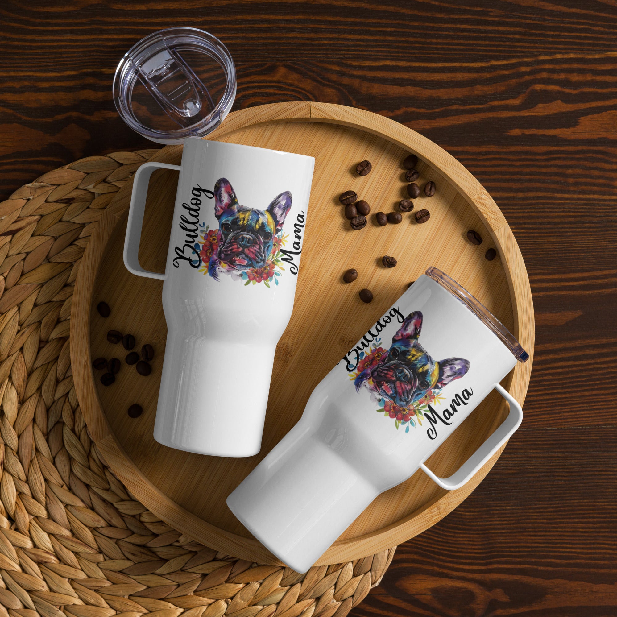 Bulldog Mama Travel Tumbler (French)