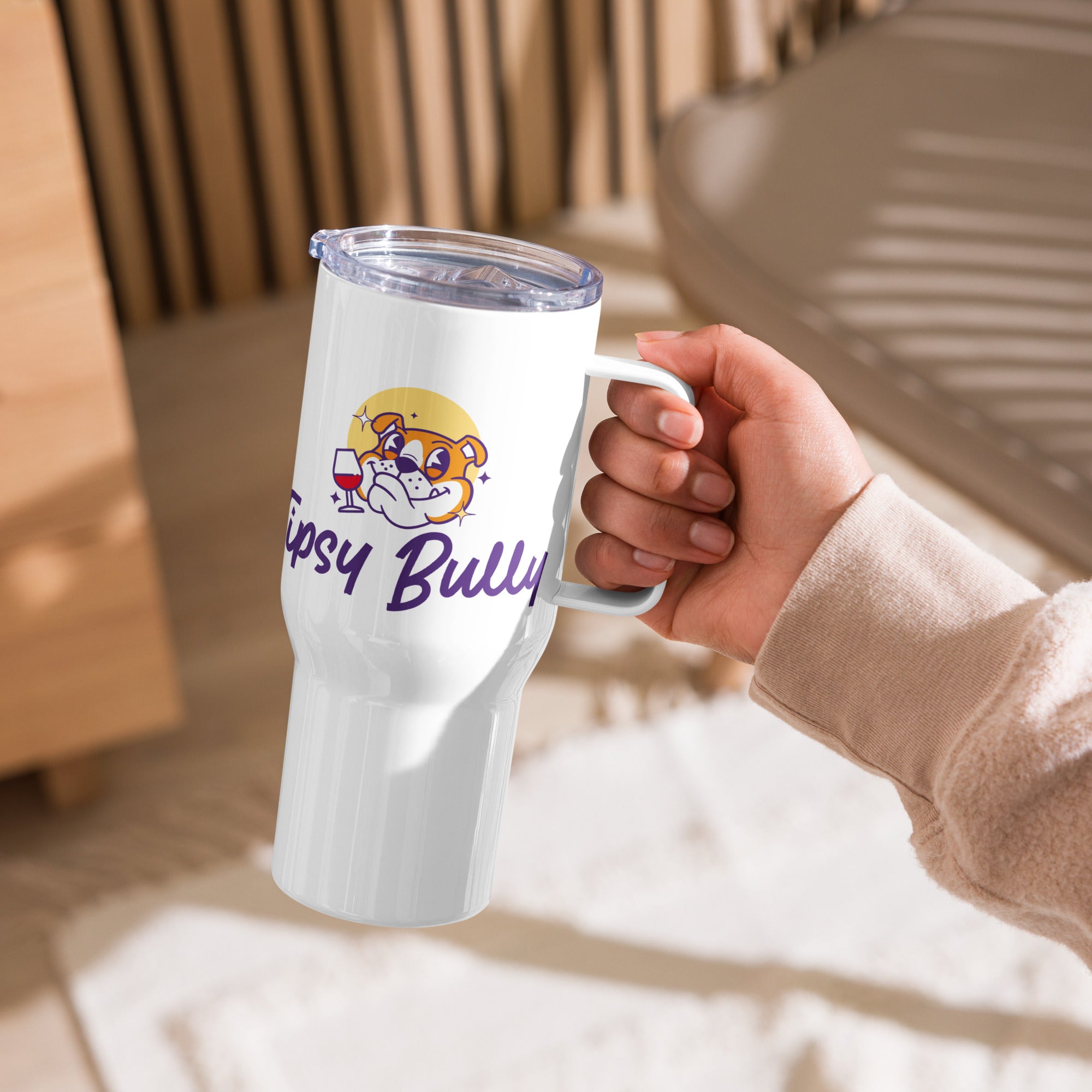 Travel mug with a handle - Tipsy Bully Logo