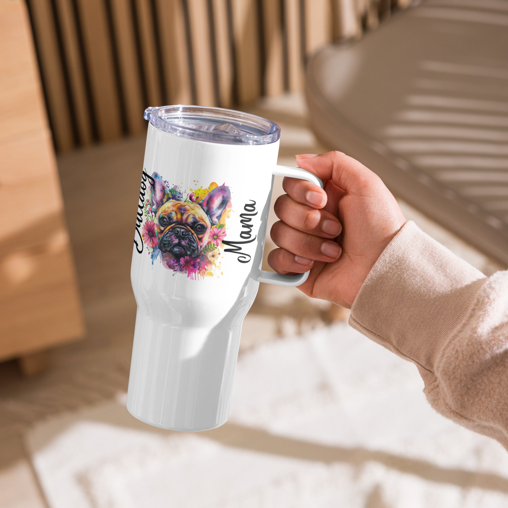 Bulldog Mama Travel Tumbler (French)
