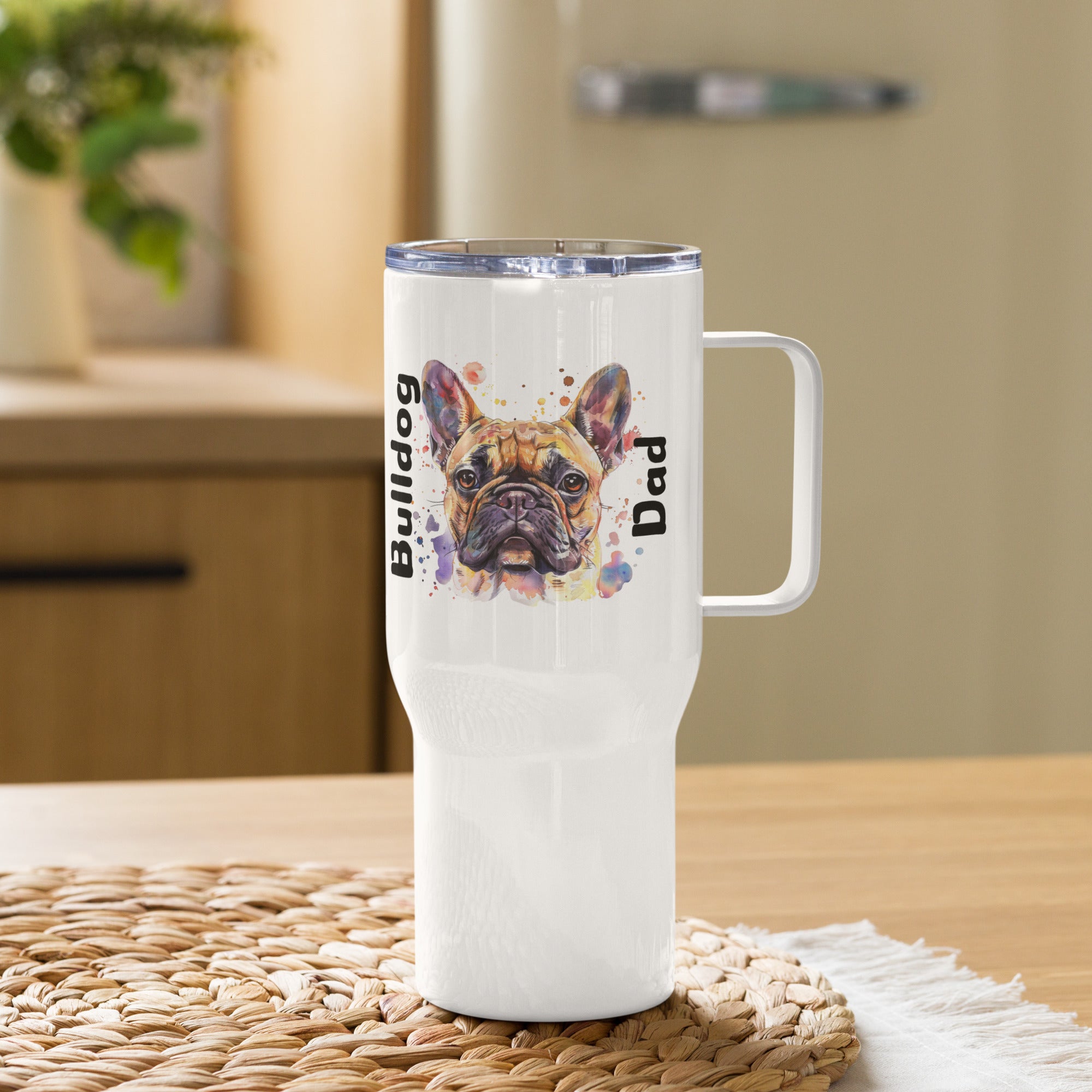Bulldog Dad Travel Tumbler (French)