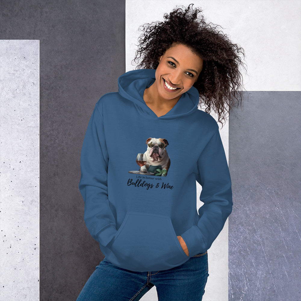 Unisex Hoodie - Life is Better - English Bulldog alternate view - English Bulldog mom gift | Tipsy Bully