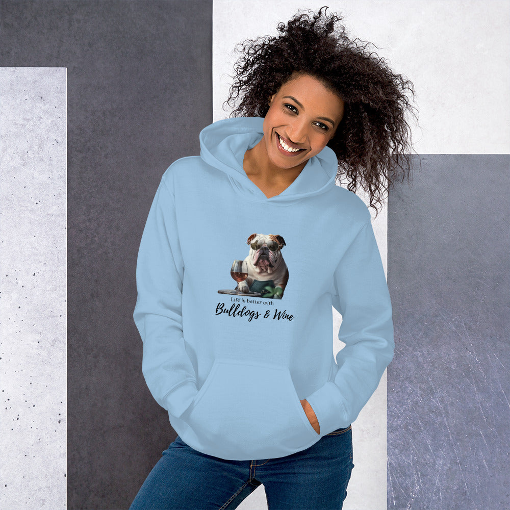 Unisex Hoodie - Life is Better - English Bulldog size chart - English Bulldog mom gift | Tipsy Bully
