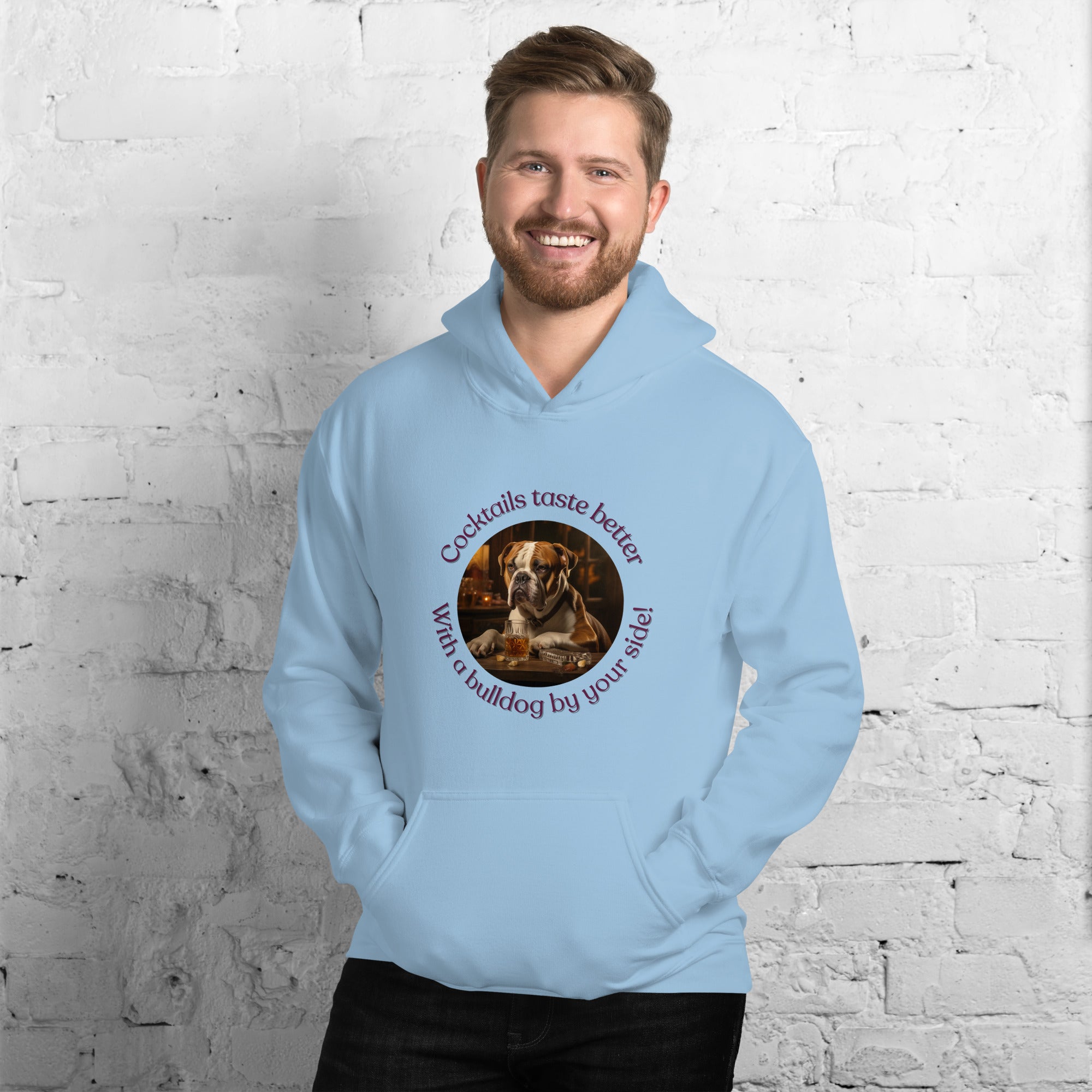 Unisex Hoodie - Cocktails Taste Better - American Bulldog lifestyle photo - English Bulldog mom gift | Tipsy Bully