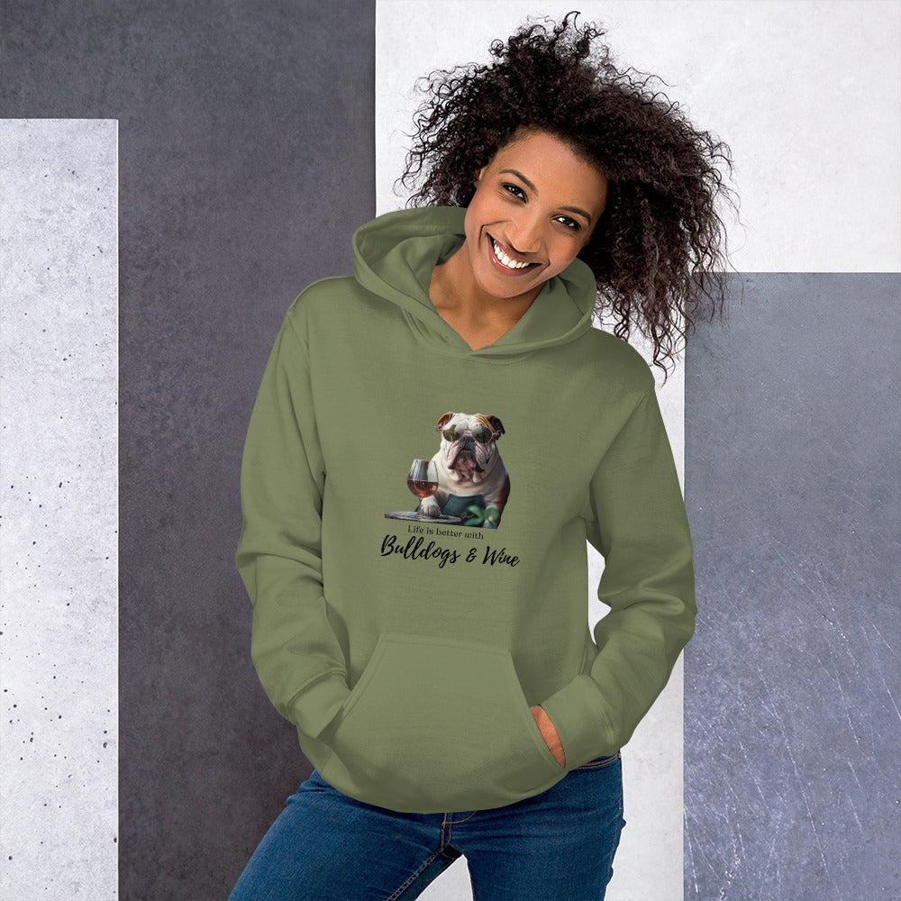 Unisex Hoodie - Life is Better - English Bulldog detail shot - English Bulldog mom gift | Tipsy Bully