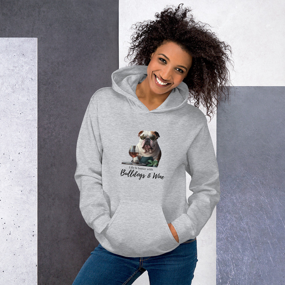 Unisex Hoodie - Life is Better - English Bulldog lifestyle photo - English Bulldog mom gift | Tipsy Bully