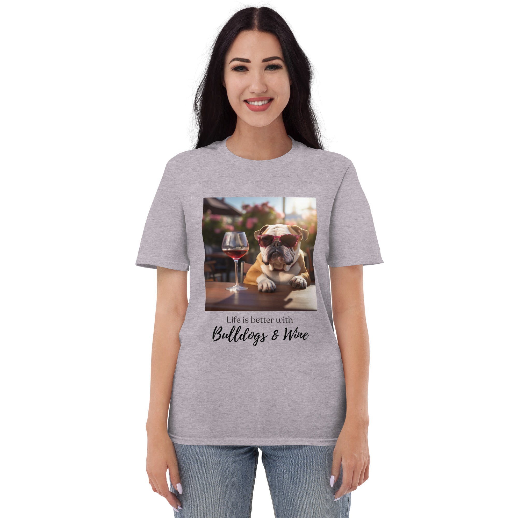 Short-Sleeve T-Shirt - Life is Better - English Bulldog Brown