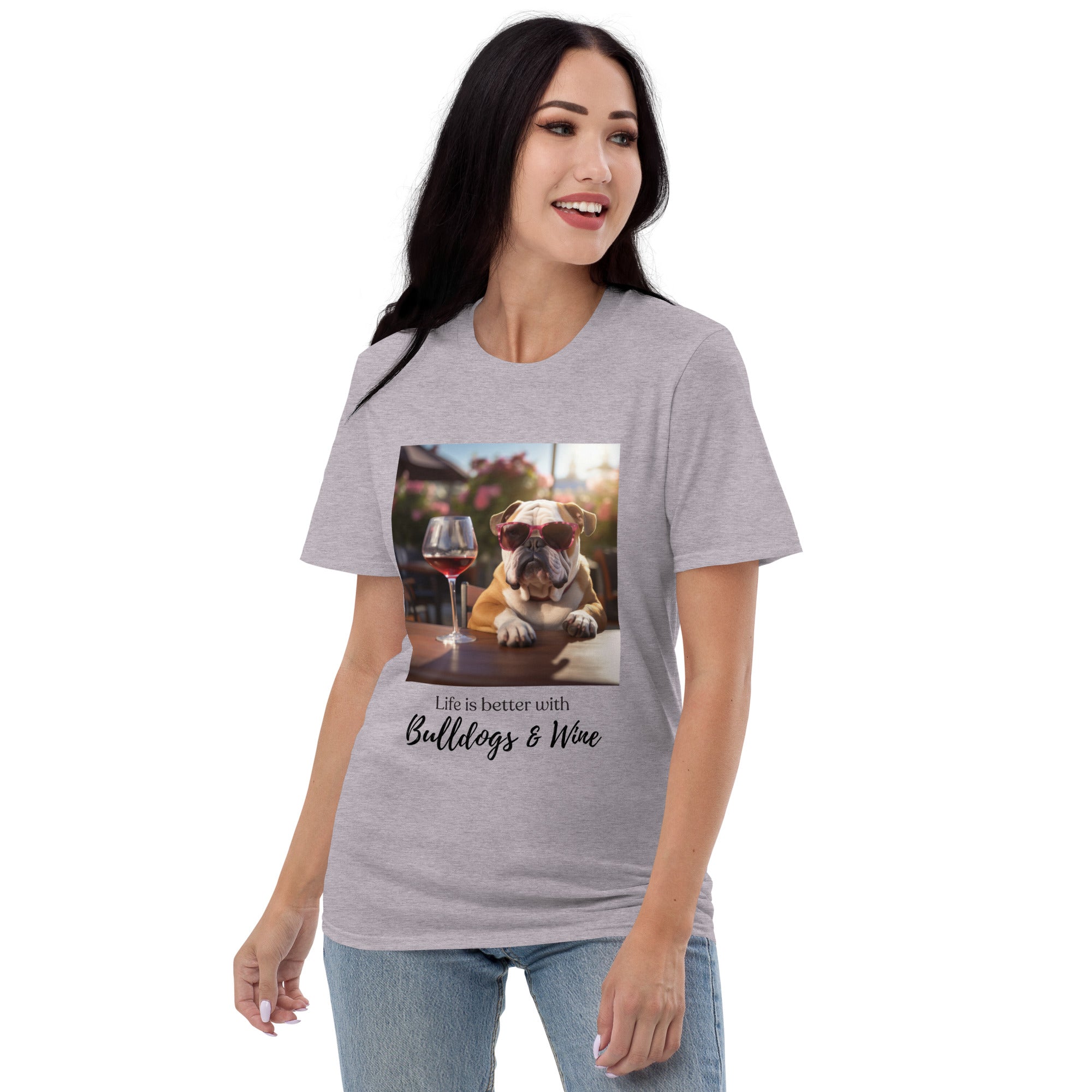 Short-Sleeve T-Shirt - Life is Better - English Bulldog Brown