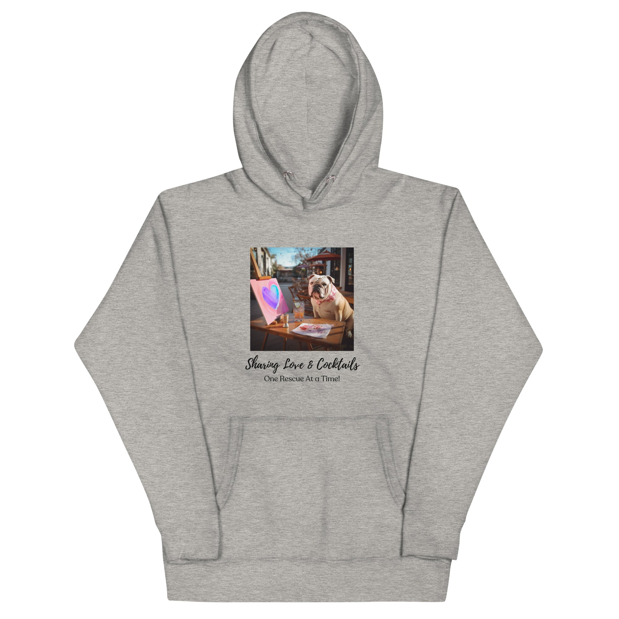 Unisex Hoodie - Sharing Love - English Bulldog detail shot - English Bulldog mom gift | Tipsy Bully