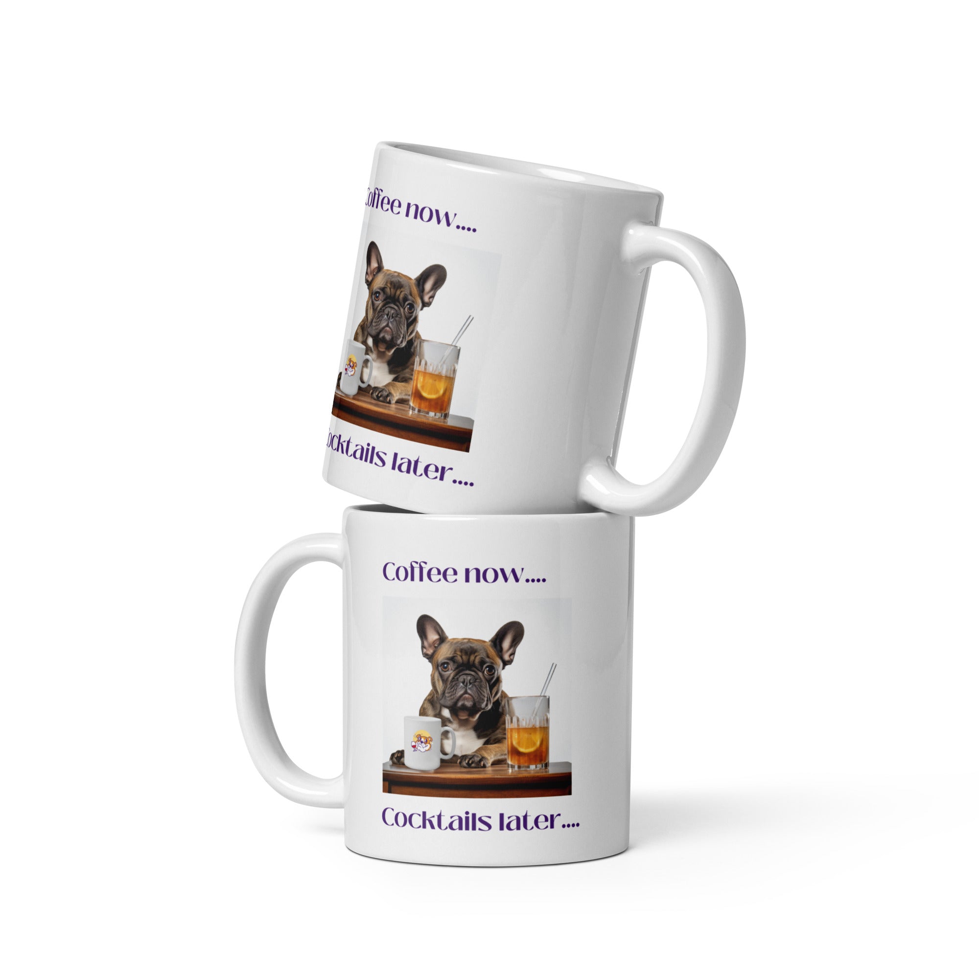 White glossy mug - Coffee Now - French Bulldog