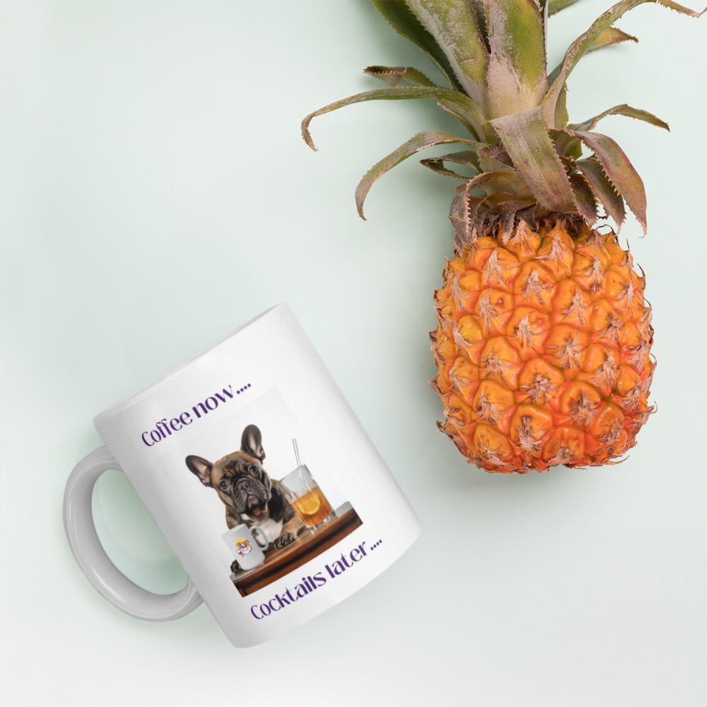White glossy mug - Coffee Now - French Bulldog