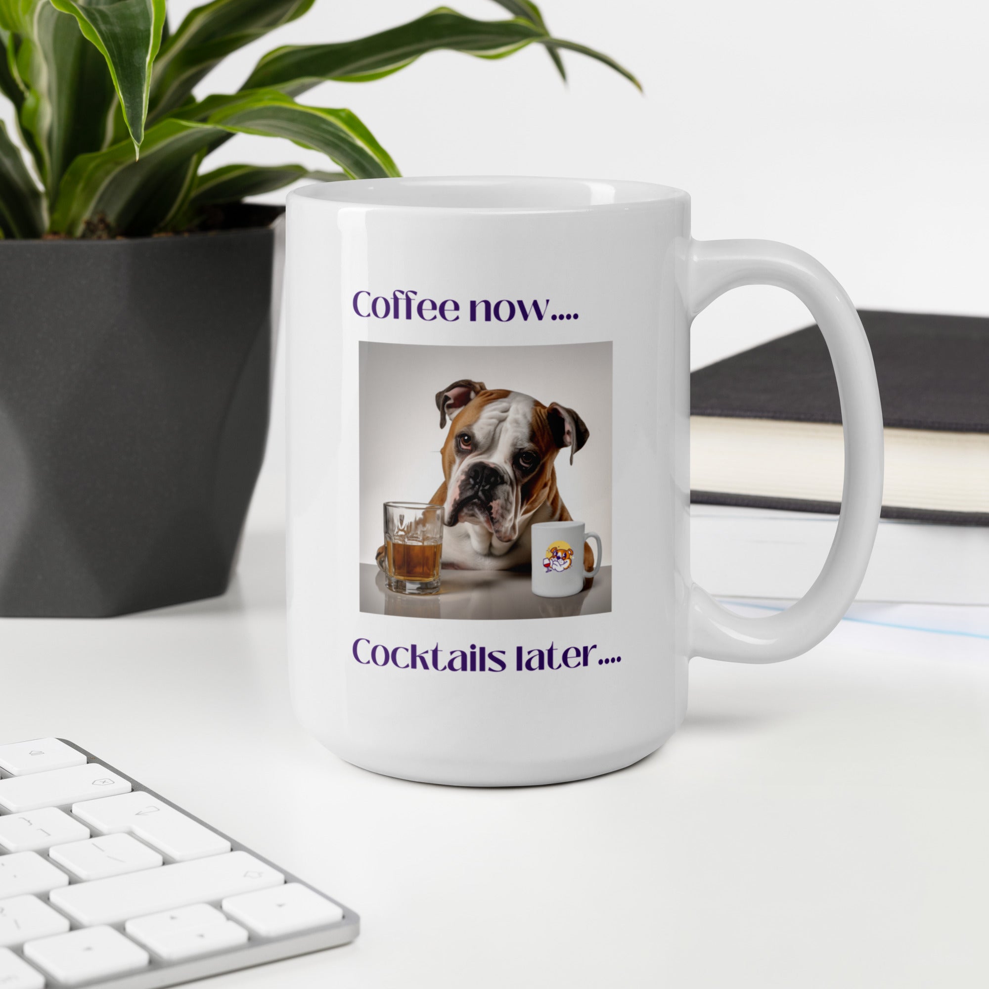 White glossy mug - Coffee Now - American Bulldog option 9 - English Bulldog mom gift | Tipsy Bully