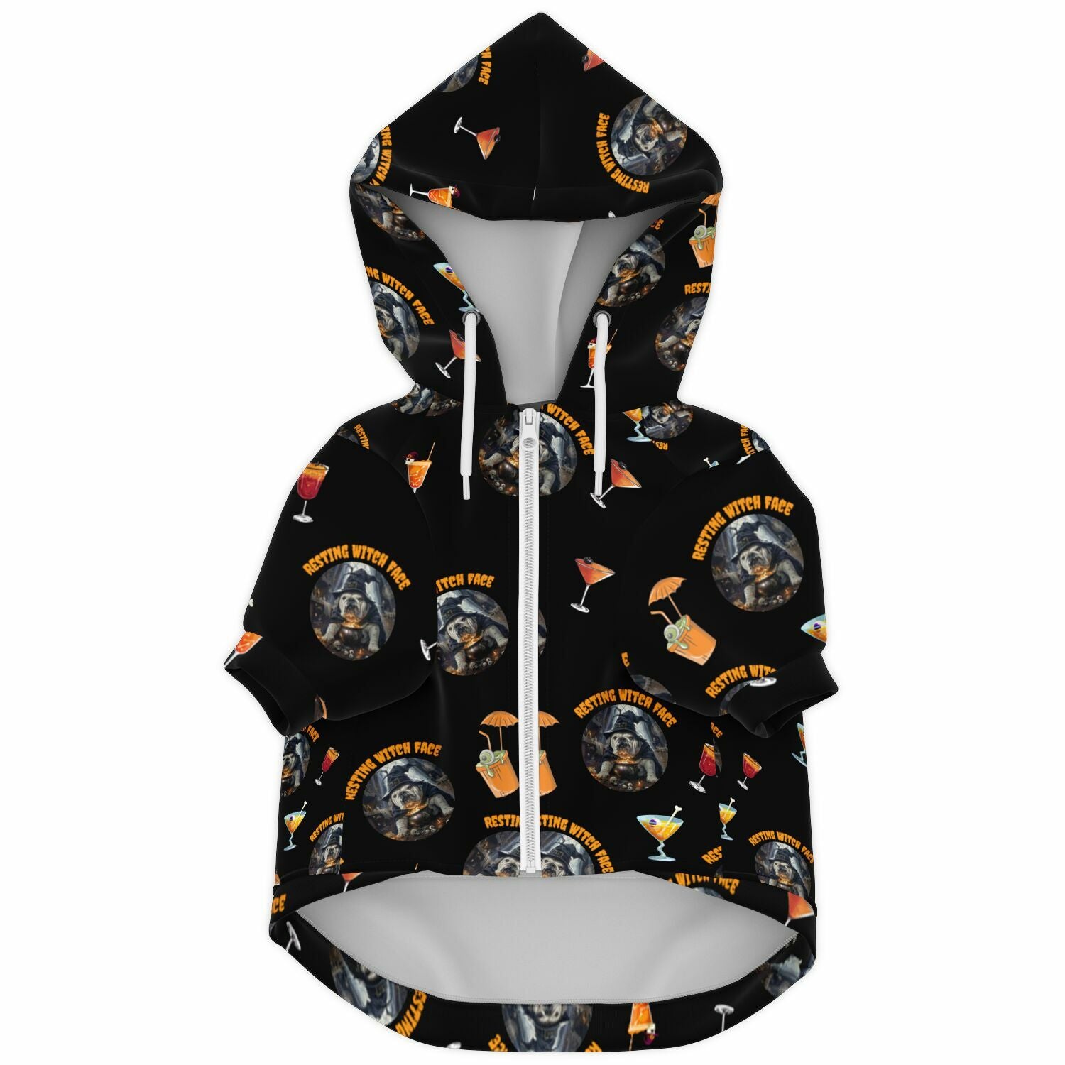 "Resting Witch Face" Zip-Up Dog Hoodie (French)