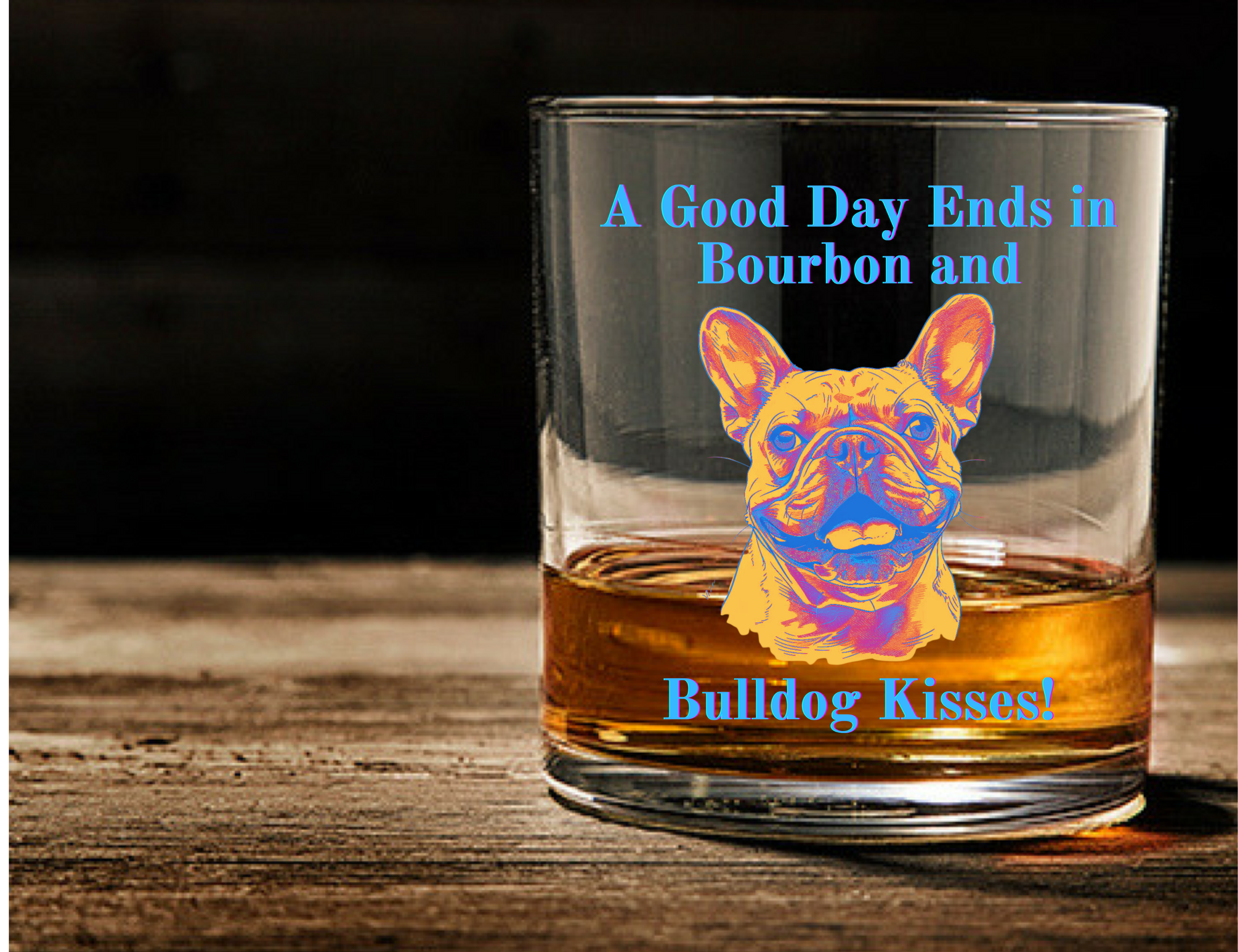 Bulldog Spirit Whiskey Glasses: Bourbon Kisses & Bulldog Wishes (French)