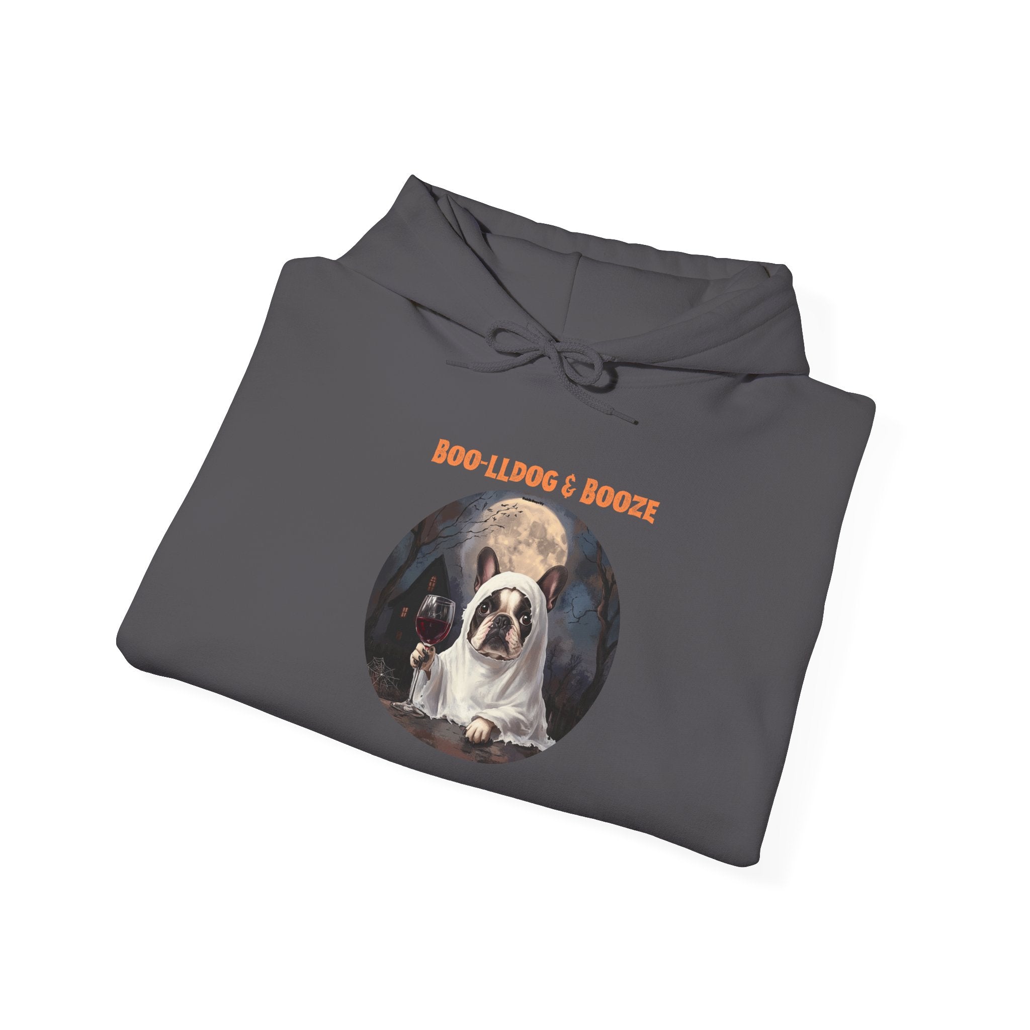 Boo-lldog & Booze Halloween Bulldog Hoodie (Black/French)