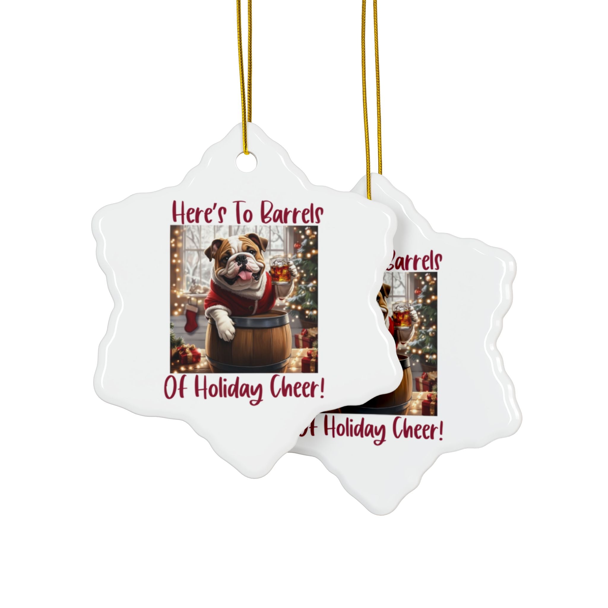 Here's to Barrels of Holiday Cheer Xmas Ornament (1pc, 3pcs, 5pcs, 10pcs/English)