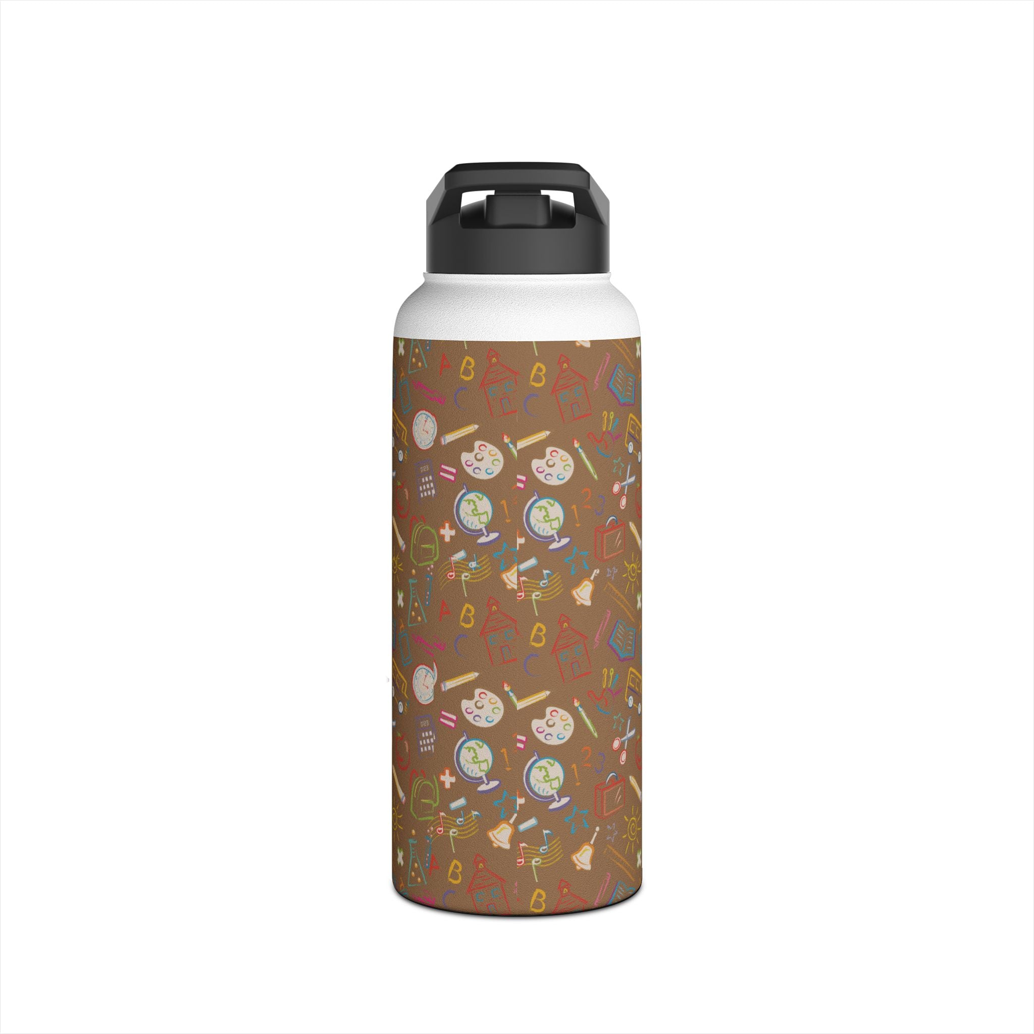 Smarty Paws Back-to-School Bulldog Water Bottle (Tan/French)