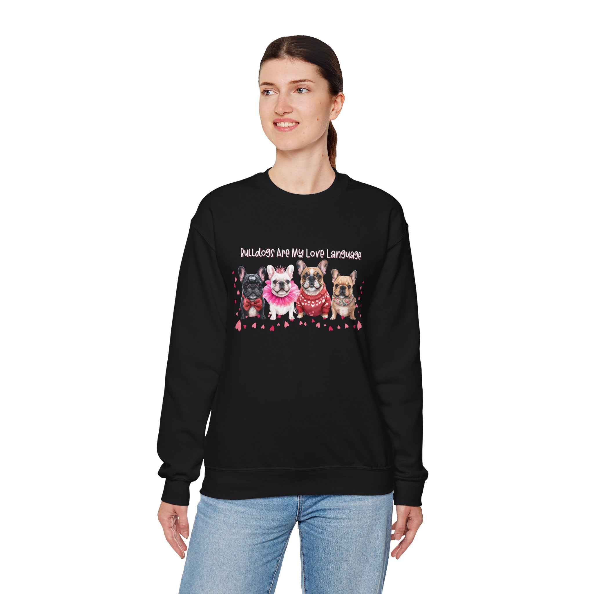 Bulldog Valentine’s Day Crew Neck Sweatshirt (French)