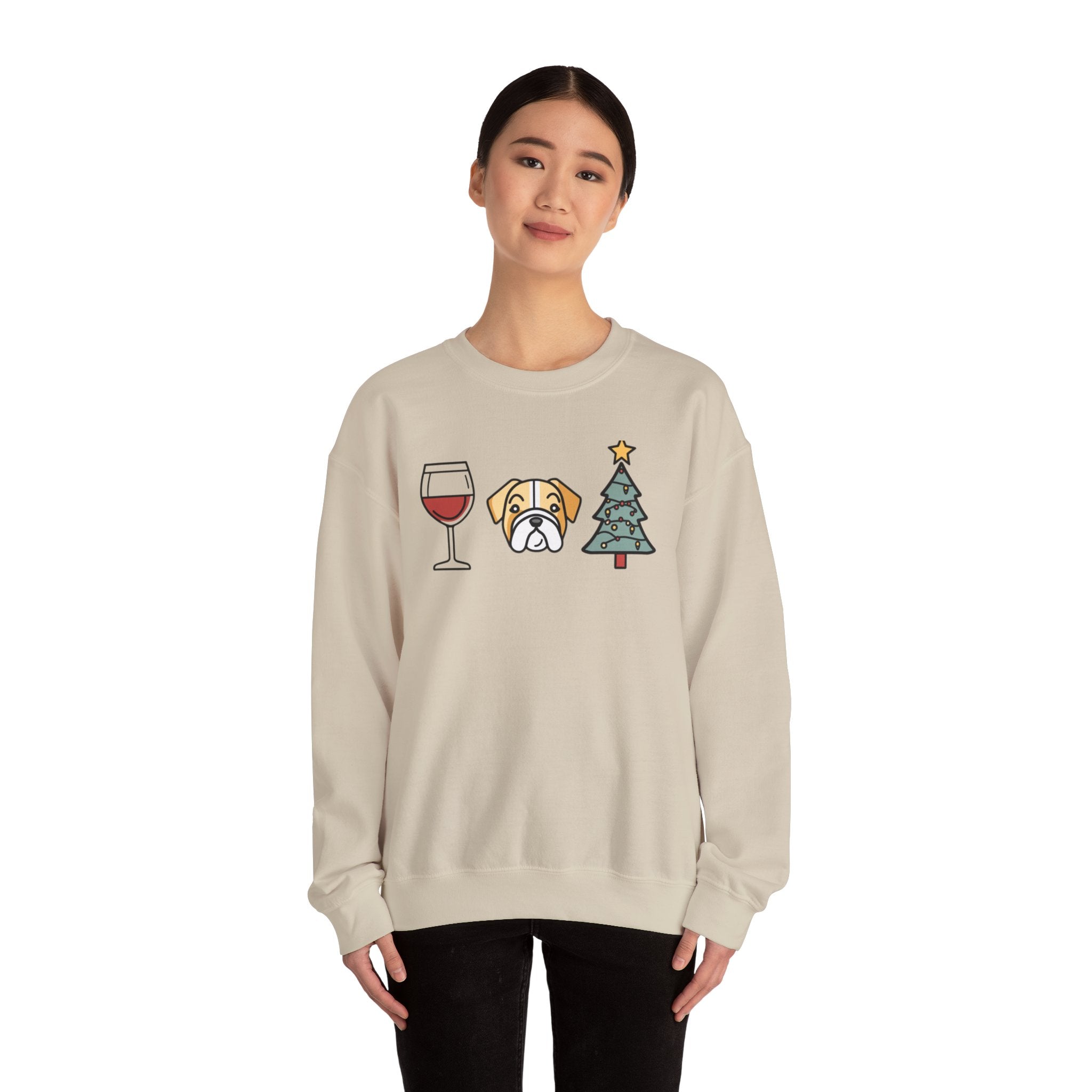 "Santa Paws & Merlot Cheer" Christmas Crewneck Sweatshirt - Unisex (English)