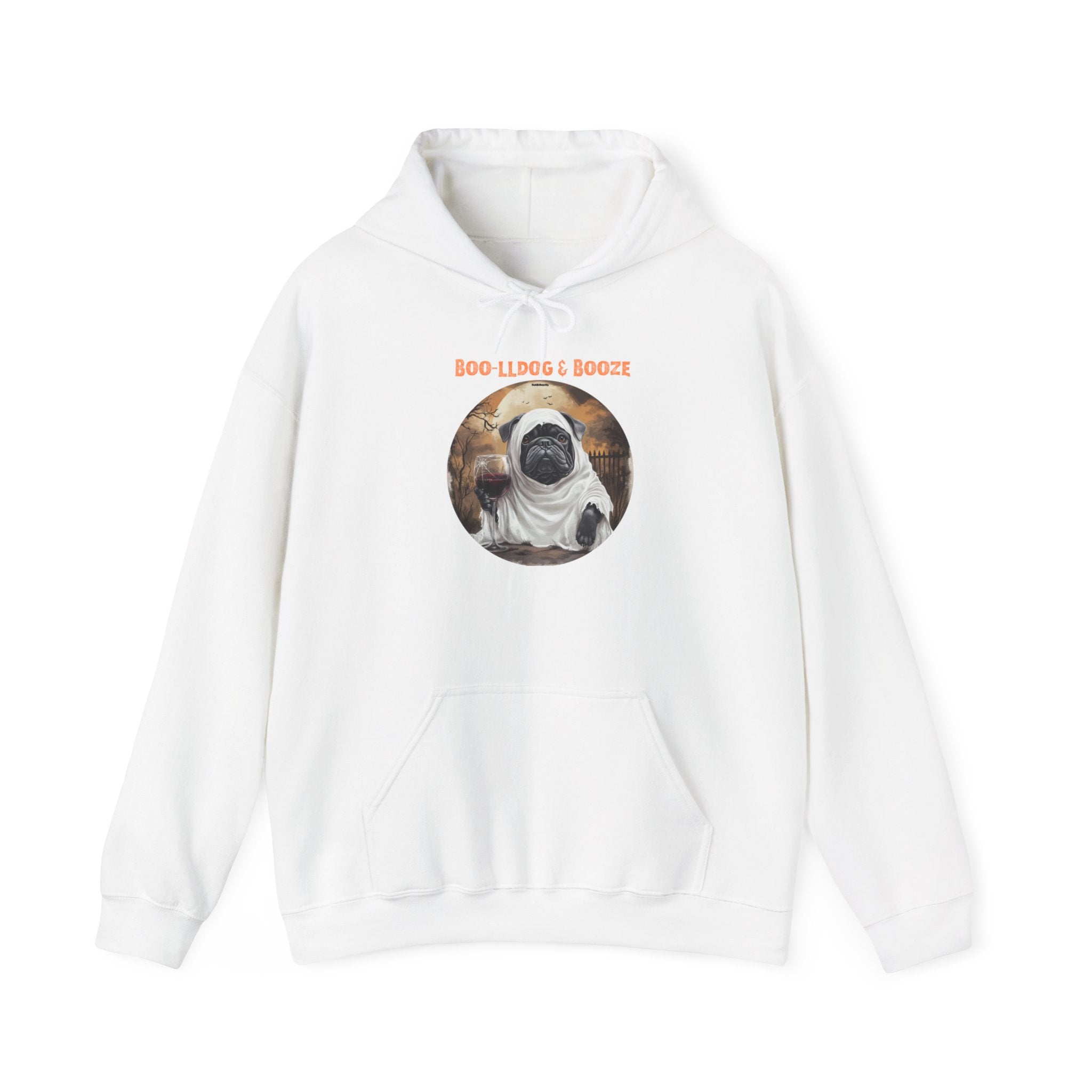 Boo-lldog & Booze Halloween Bulldog Hoodie (Black/English)