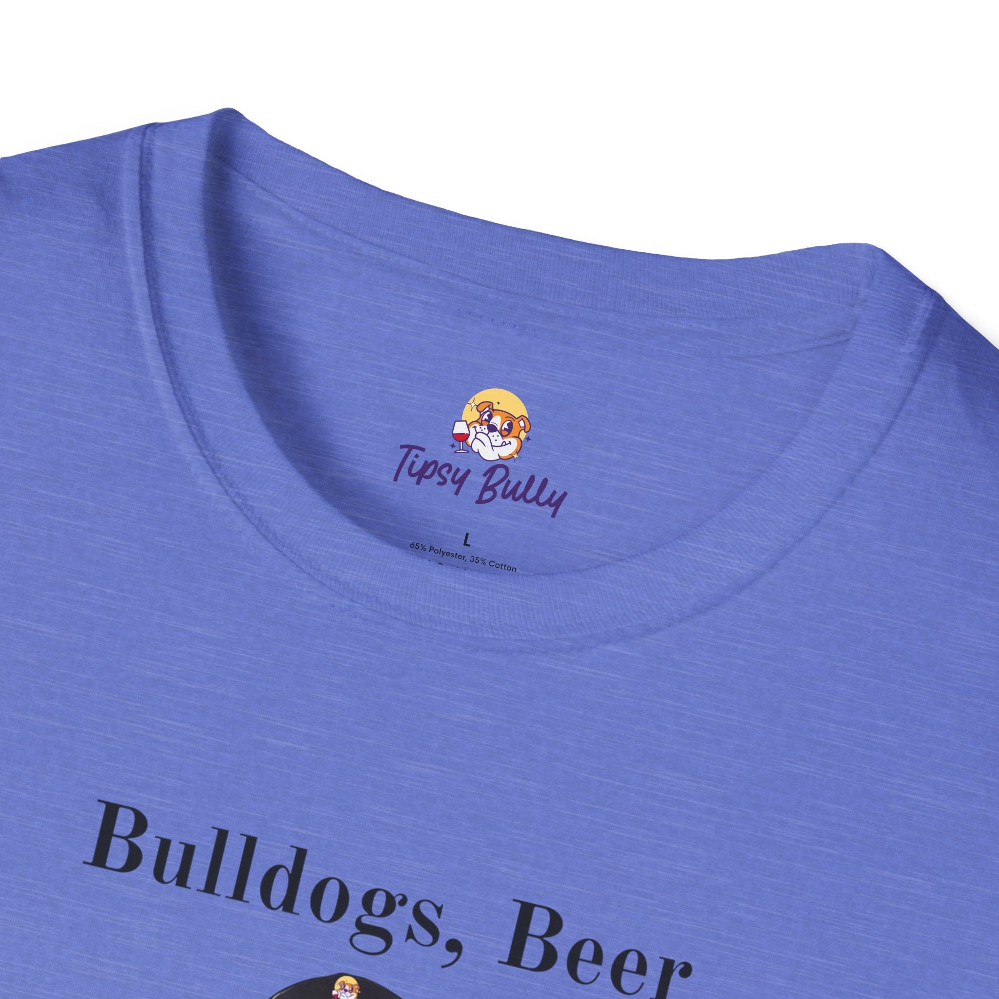 Bulldogs, Beer, and Bad Decisions" Unisex T-Shirt by Tipsy Bully (English/Black)