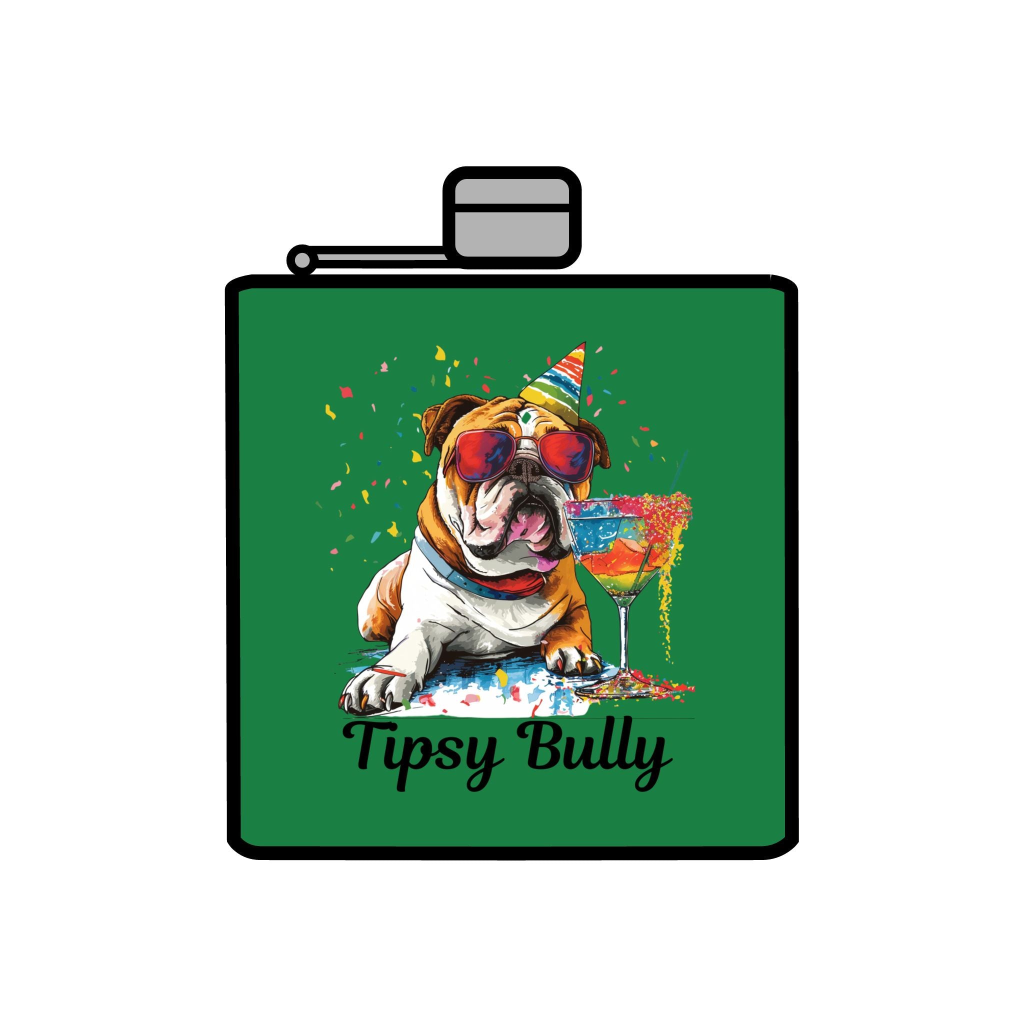 Tipsy Bully Stainless Steel Flask – Bulldog Edition (English/Tipsy Bully)