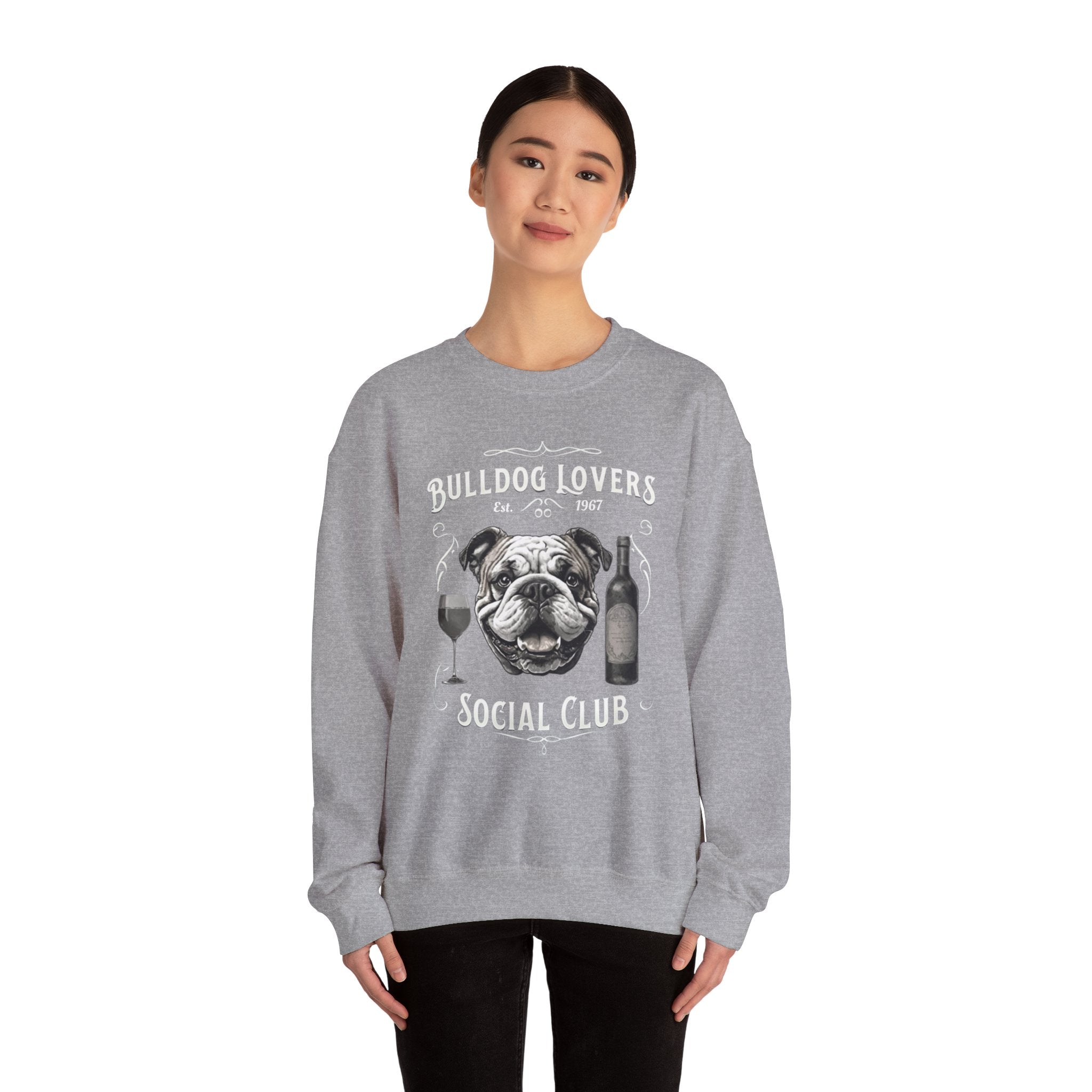 Bulldog Lovers Social Club Unisex Heavy Blend™ Crewneck Sweatshirt (English/Wine)