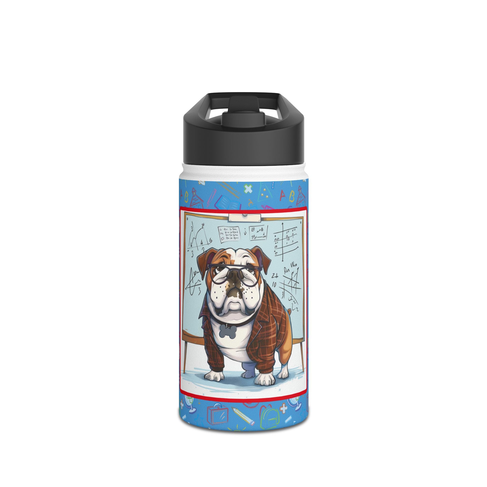 Smarty Paws Back-to-School Bulldog Water Bottle (Tan/English)