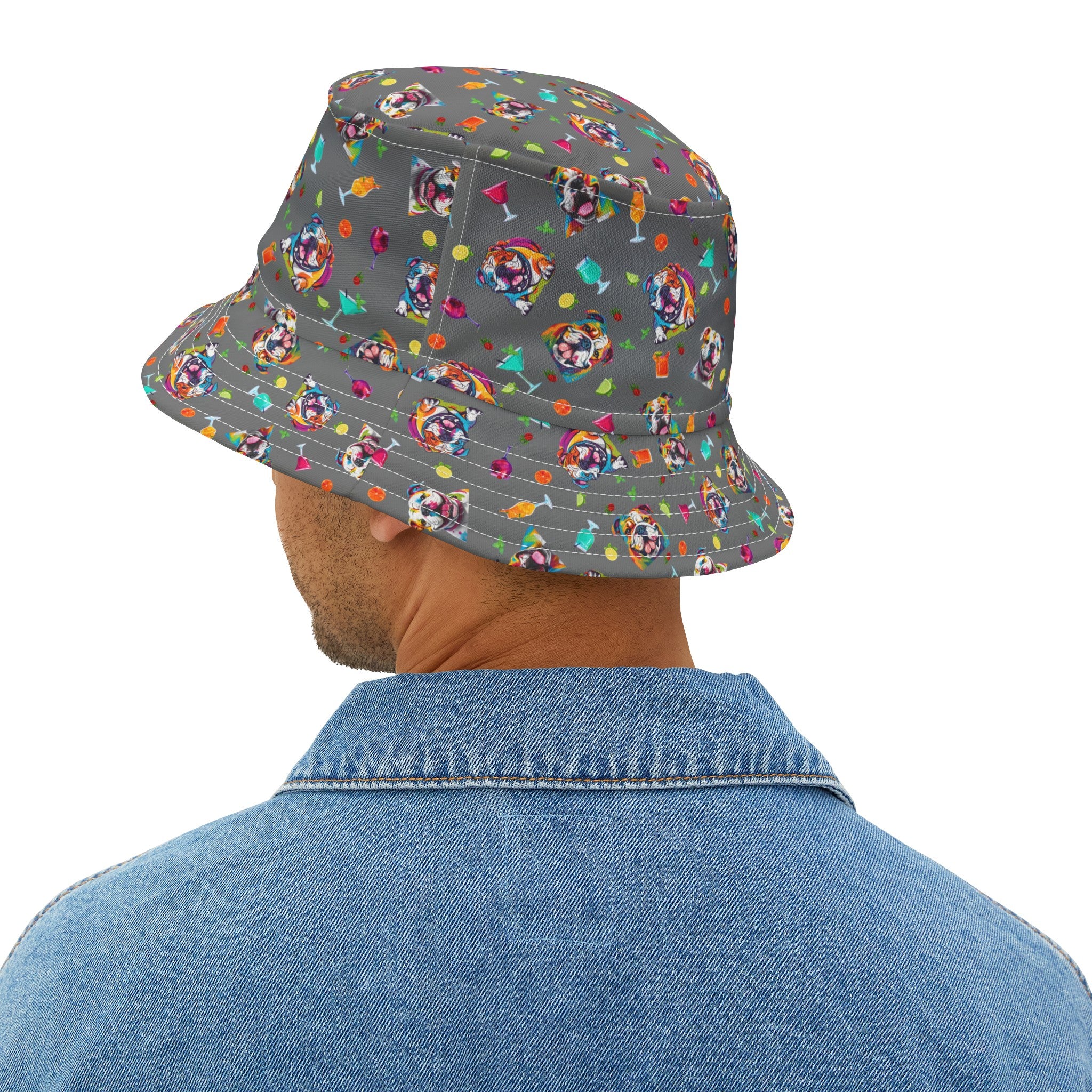 Tipsy Bully Unisex Summer Cocktail Bucket Hat (English/Grey)