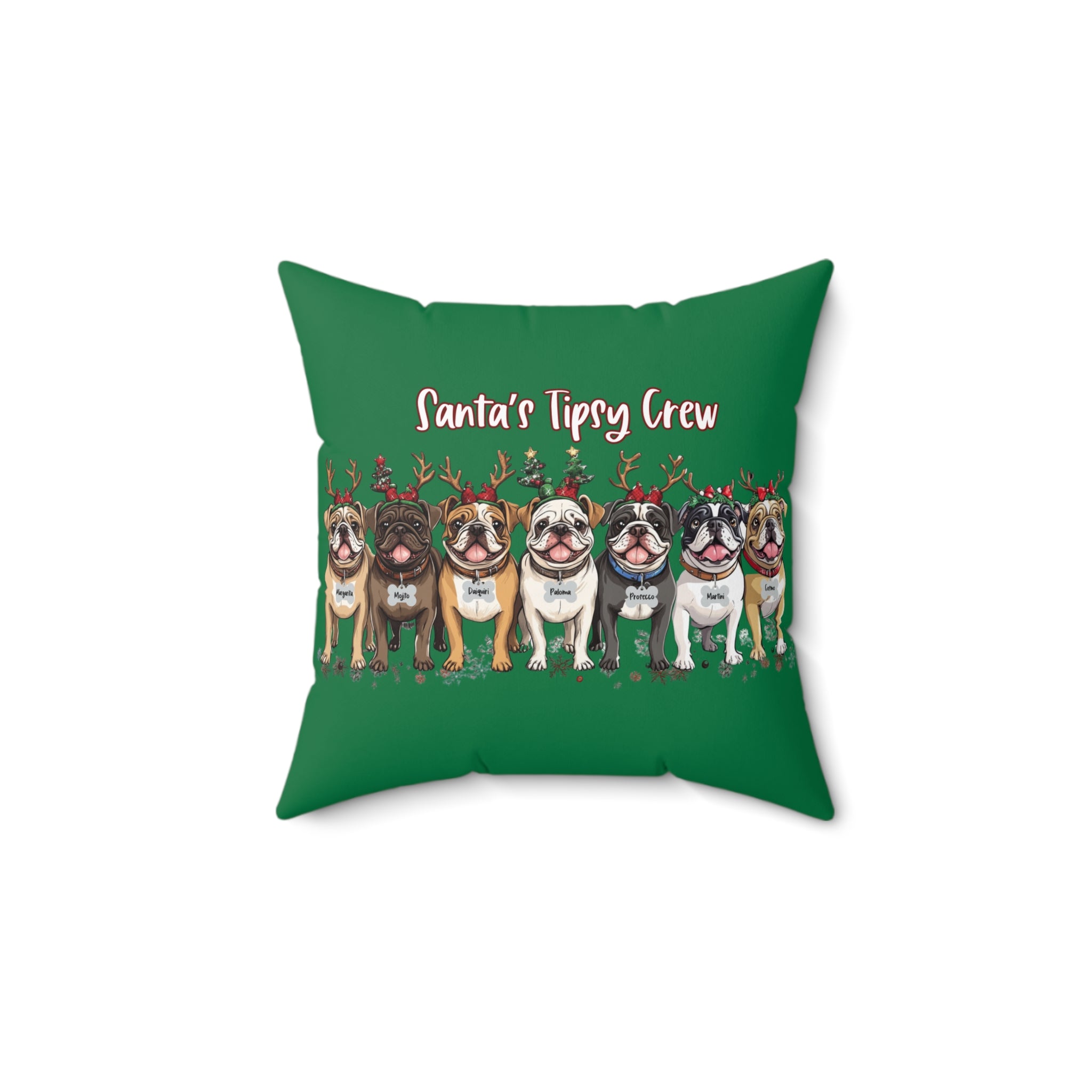 Copy of “Santa’s Tipsy Crew” Christmas pillow (Green/English)