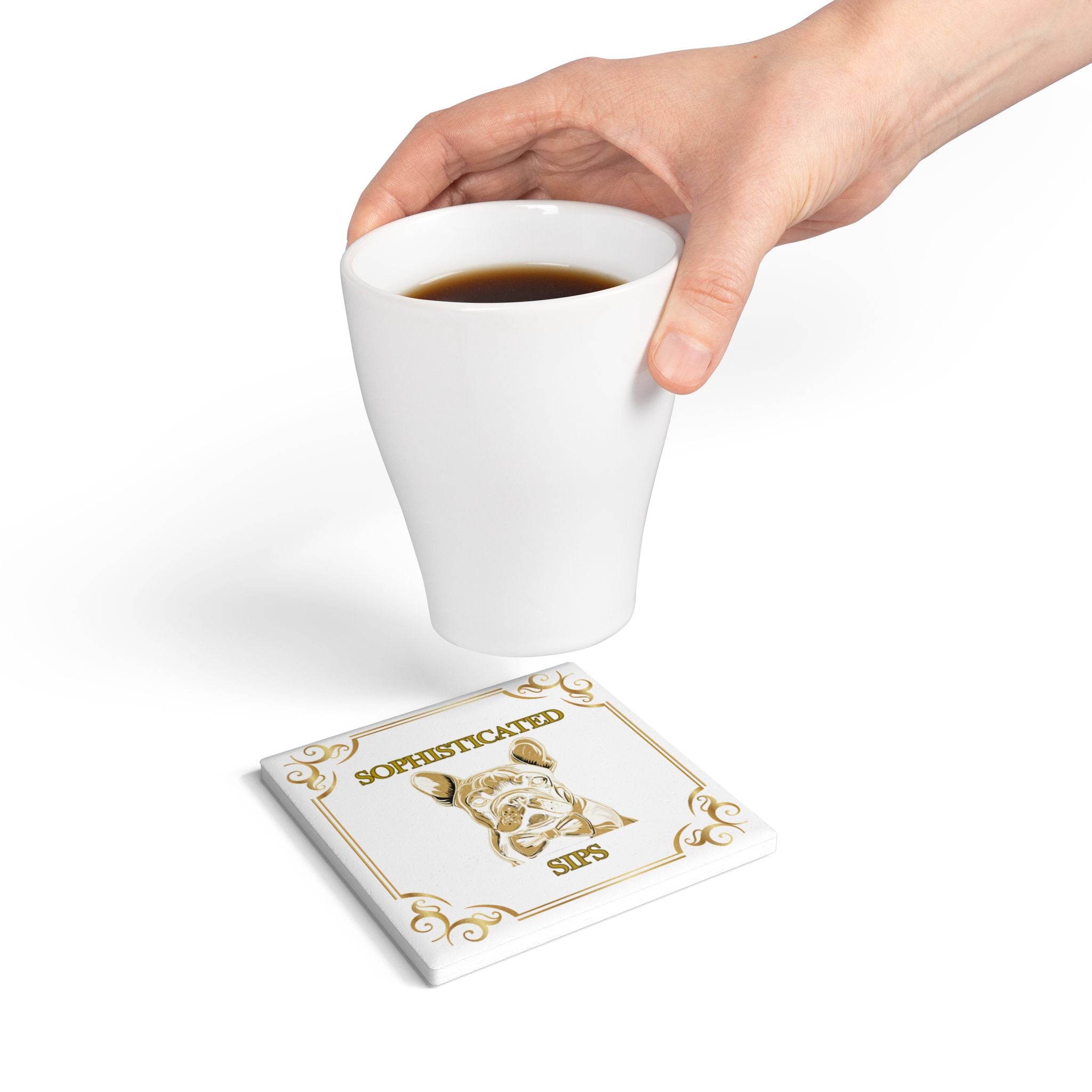 Sophisticated Sips Ceramic Coaster (French)